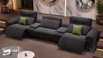 Sofanella Sofa Stoff 3-Sitzer Kinosofa SALENTO in Hellgrau S: 310 x 100 cm