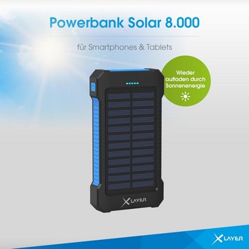 XLAYER Solar Power Bank I 8000mAh I Camping I Outdoor Ladegerät Powerbank