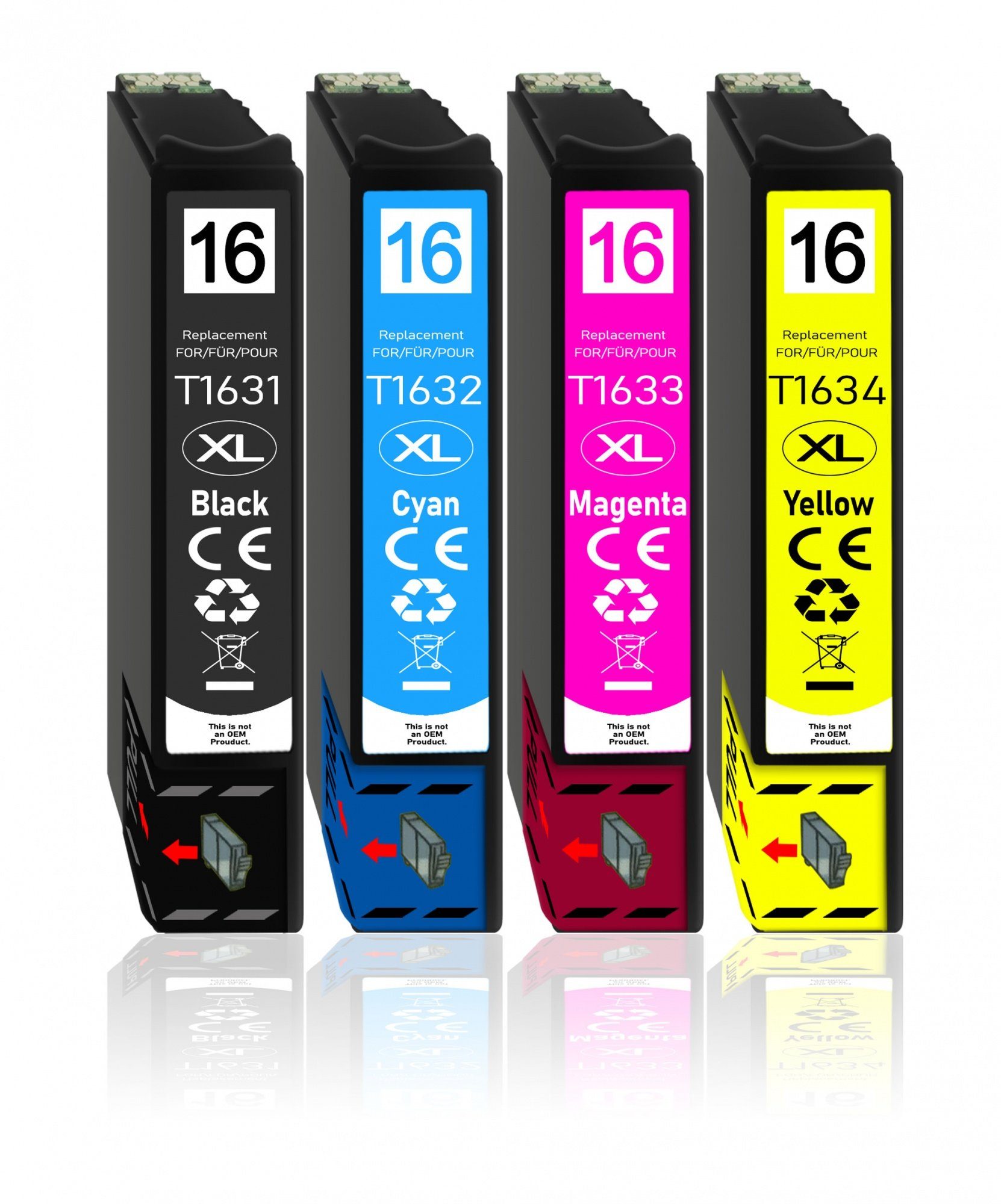 Druckerparadies 4er Multipack für Epson 16XL Tintenpatronen Set Tintenpatrone (4-tlg., WF2010 WF2510 WF2520 WF2530 WF2540 WF2630 WF2650 WF2660 WF2750 WF2760)