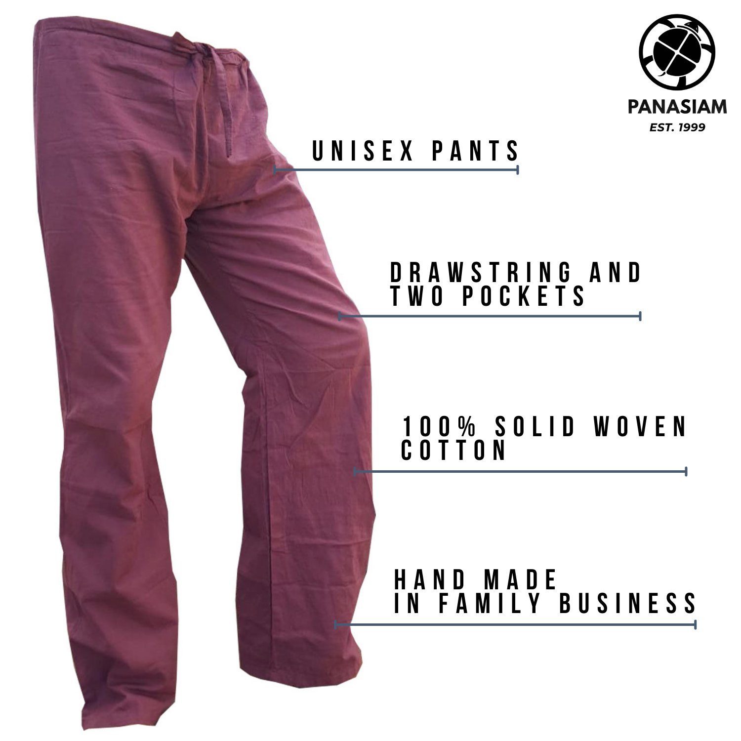 PANASIAM Stoffhose Bequeme Unisex Stoffhose aus feiner Baumwolle für Damen und Herren Freizeithose mit Taschen Relaxhose in großer Farbauswahl