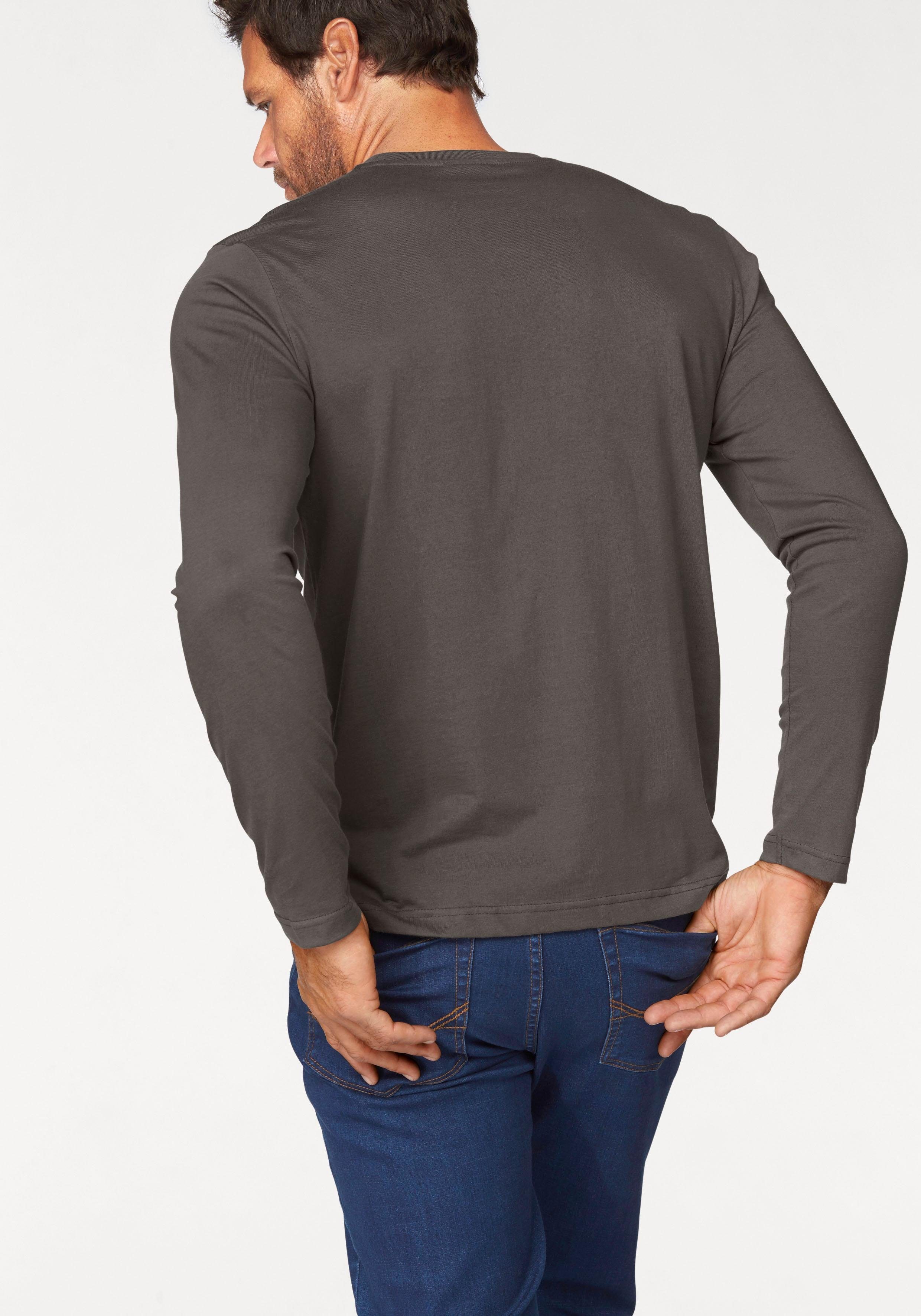 Man's World Langarmshirt neue Farbe ! (3er-Pack) Langarm, unifarben, aus Baumwolle, im 3er-Pack