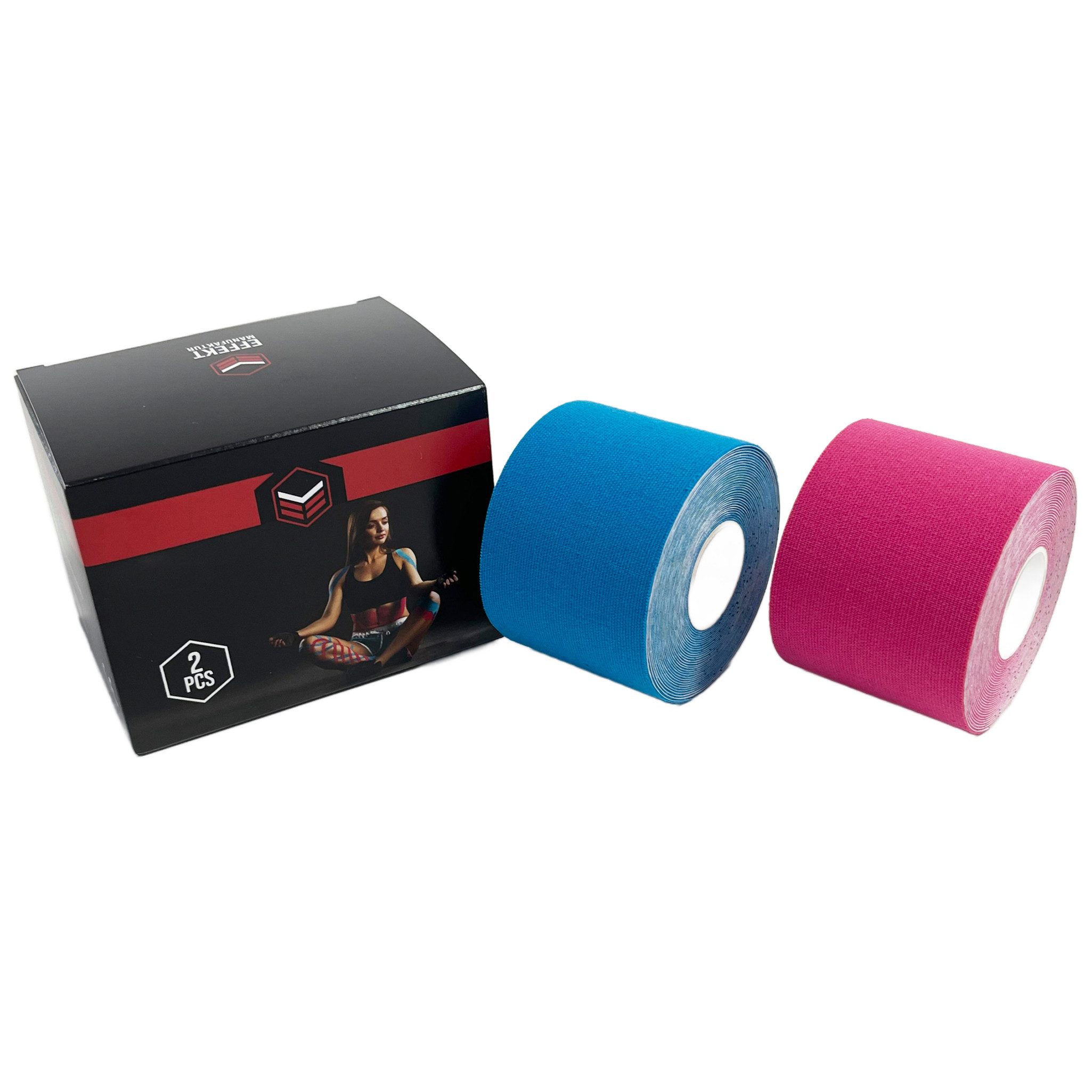Effekt Manufaktur Kinesiologie-Tape - 2 Rollen – 500 x 5 cm – Kinesiotape in blau und pink (2-St) 50-60 % Dehnbarkeit