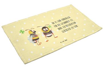 Mr. & Mrs. Panda Handtuch Hummeln Kleeblatt - Gelb Pastell - Geschenk, lustige Sprüche, glückli, (1-St), Allrounder