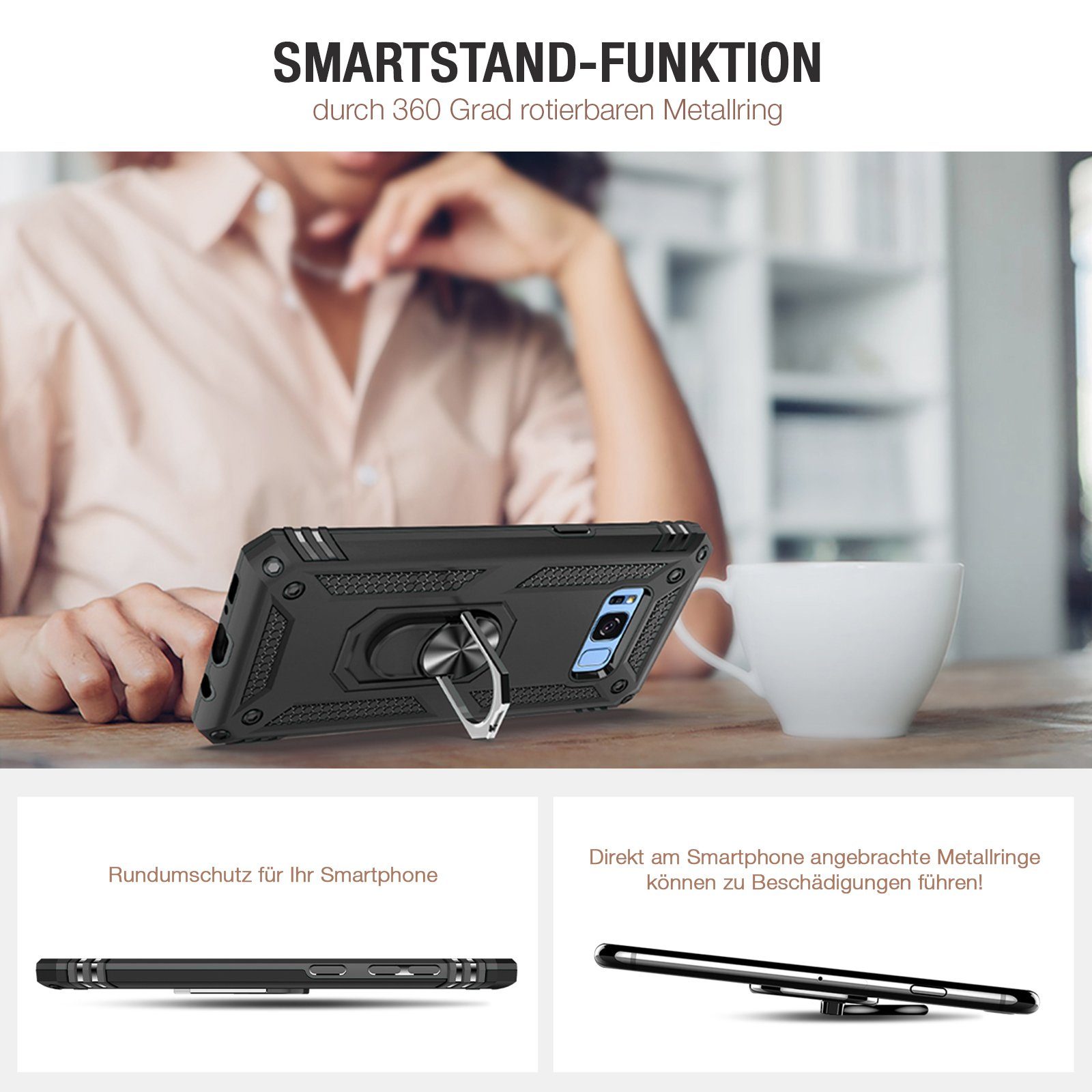 Tec-Expert Handyhülle Outdoor Cover Hülle für Samsung Galaxy S8 5.8 Zoll, 5.8, Premium Hülle aus verstärktem Polycarbonat