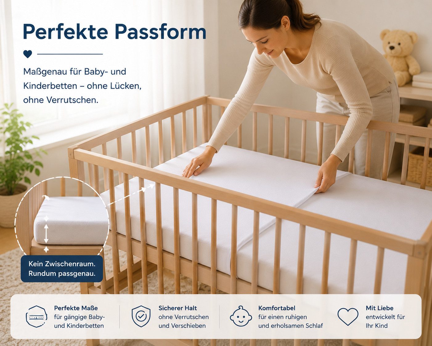 Komfortschaummatratze Kindermatratze – Komfortschaum, hygienisch, weich & pflegeleicht, Best for Kids, 6 cm hoch, (Einzelartikel, 1 × Schaumkernmatratze), allergikergeeignet, hygienisch, abnehmbarer Bezug mit Reißverschluss