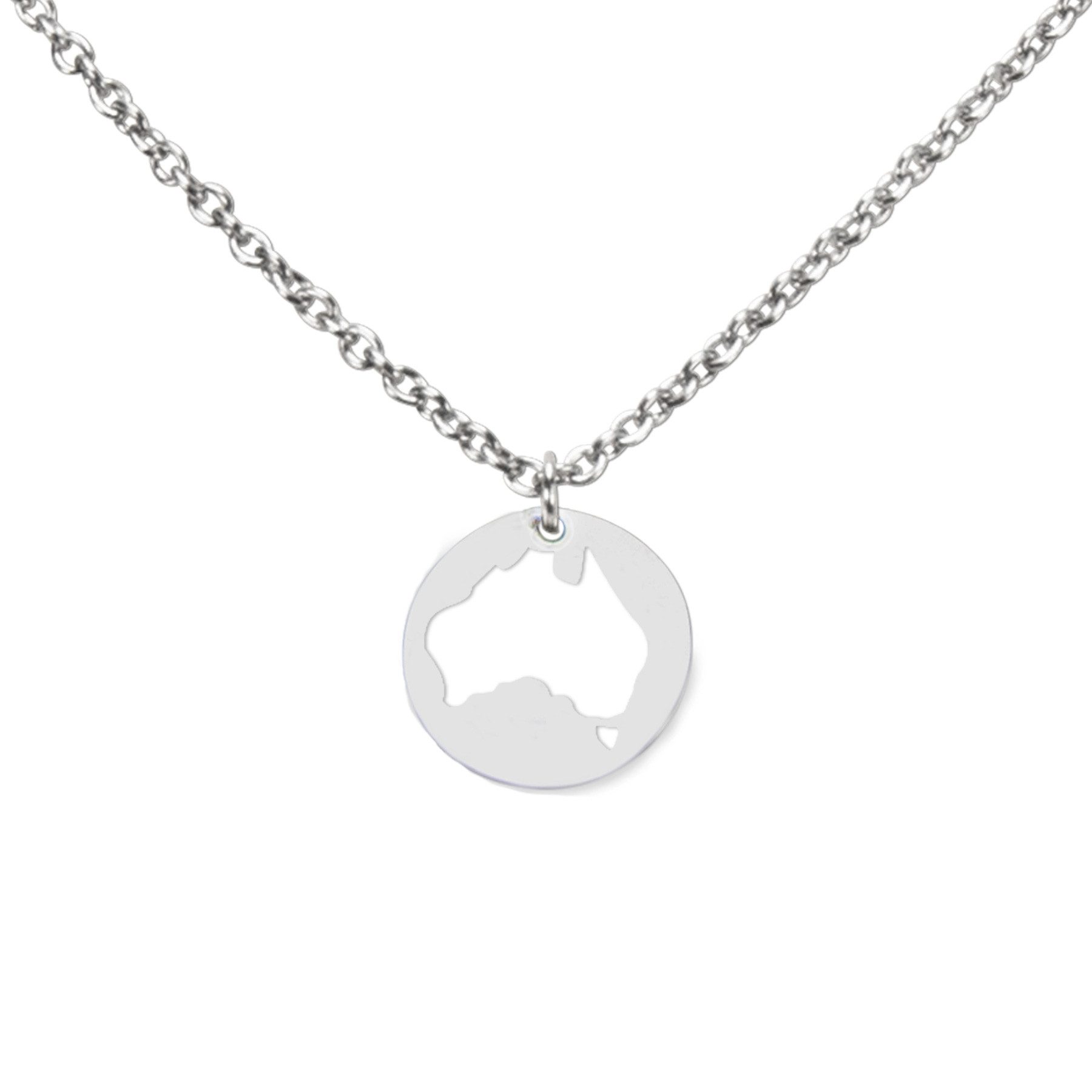 DAHEIM Kette mit Anhänger Halskette Australien (silber-farben), - filigrane Kette Down Under für Damen und Frauen, Heimat-Schmuck Aust