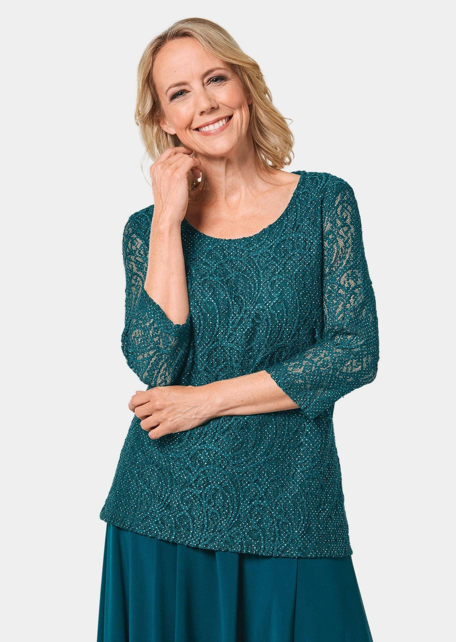 Klassische Bluse Spitzenbluse mit zartem Glanz
