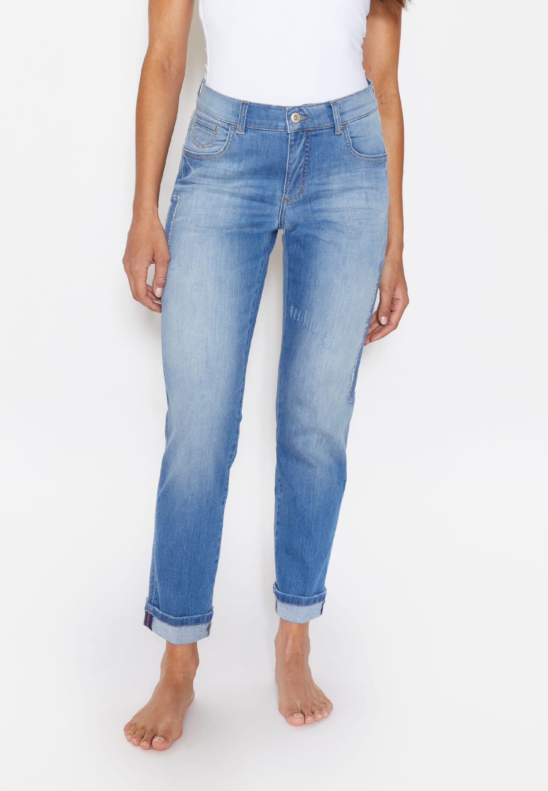 ANGELS 7/8-Jeans Angels 7/8 Jeans Destroyed-Jeans Darleen Crop TU Patch mit  Label-Applikationen