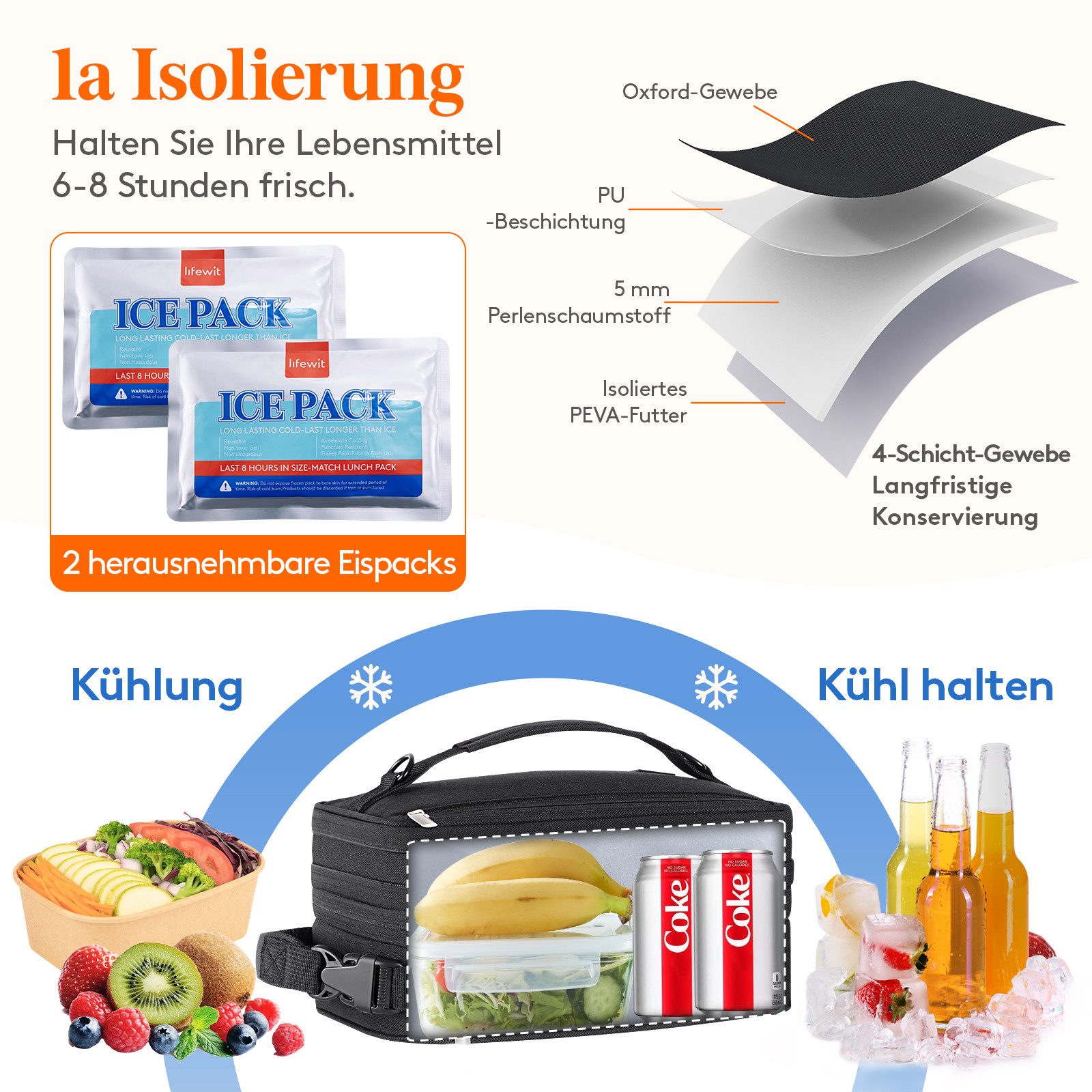 Lifewit Picknicktasche Lifewit Erweiterbare Lunchtasche, Tragbare Kühltasch günstig online kaufen