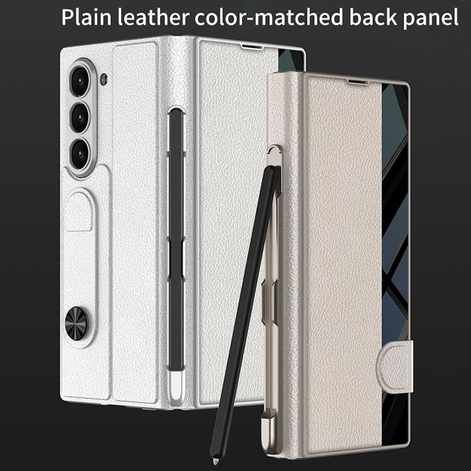 Wigento Handyhülle Für Samsung Galaxy Z Fold7 Integrierte Flip Hülle Stifthalter Schwarz, Flip Hülle mit Stifthalter und Standfunktion – Bild 4 von 5