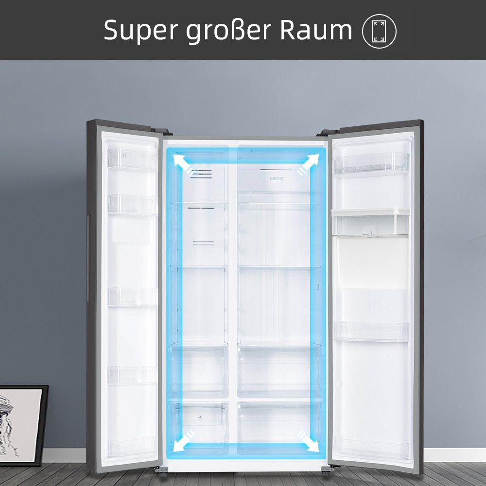 CHiQ Side-by-Side Kühl-Gefrierkombination mit Wasserspender, 177 cm hoch, 91.2 cm breit, 12 Jahre Garantie für den Kompressor