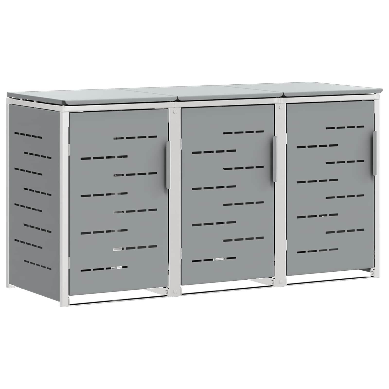 vidaXL Mülltonnenbox 207 x 77,5 x 112,5 cm Mülltonnenbox Edelstahl Grau