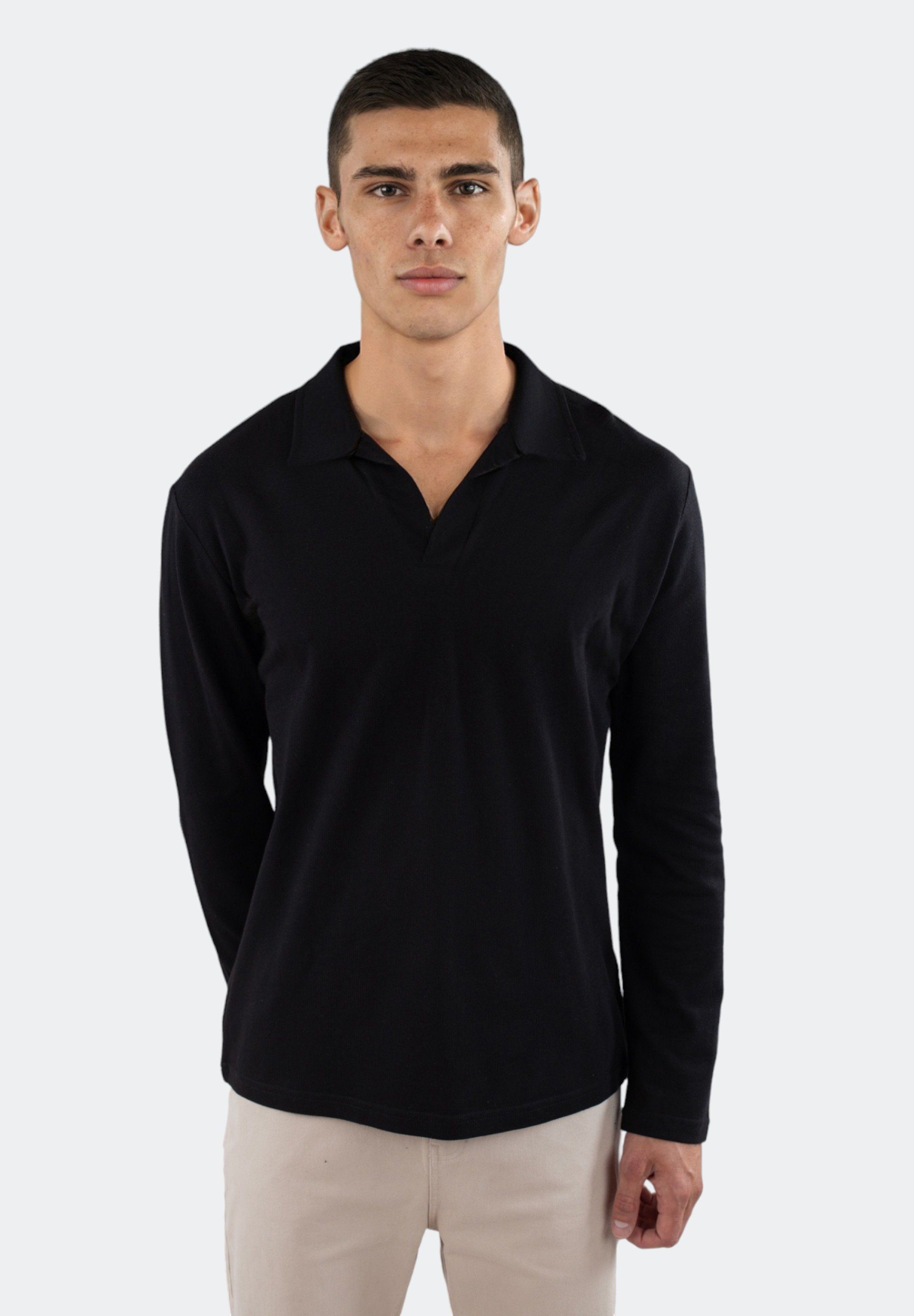 Ciszere Poloshirt Nelson knitted long sleeve Polo shirt with open collar.