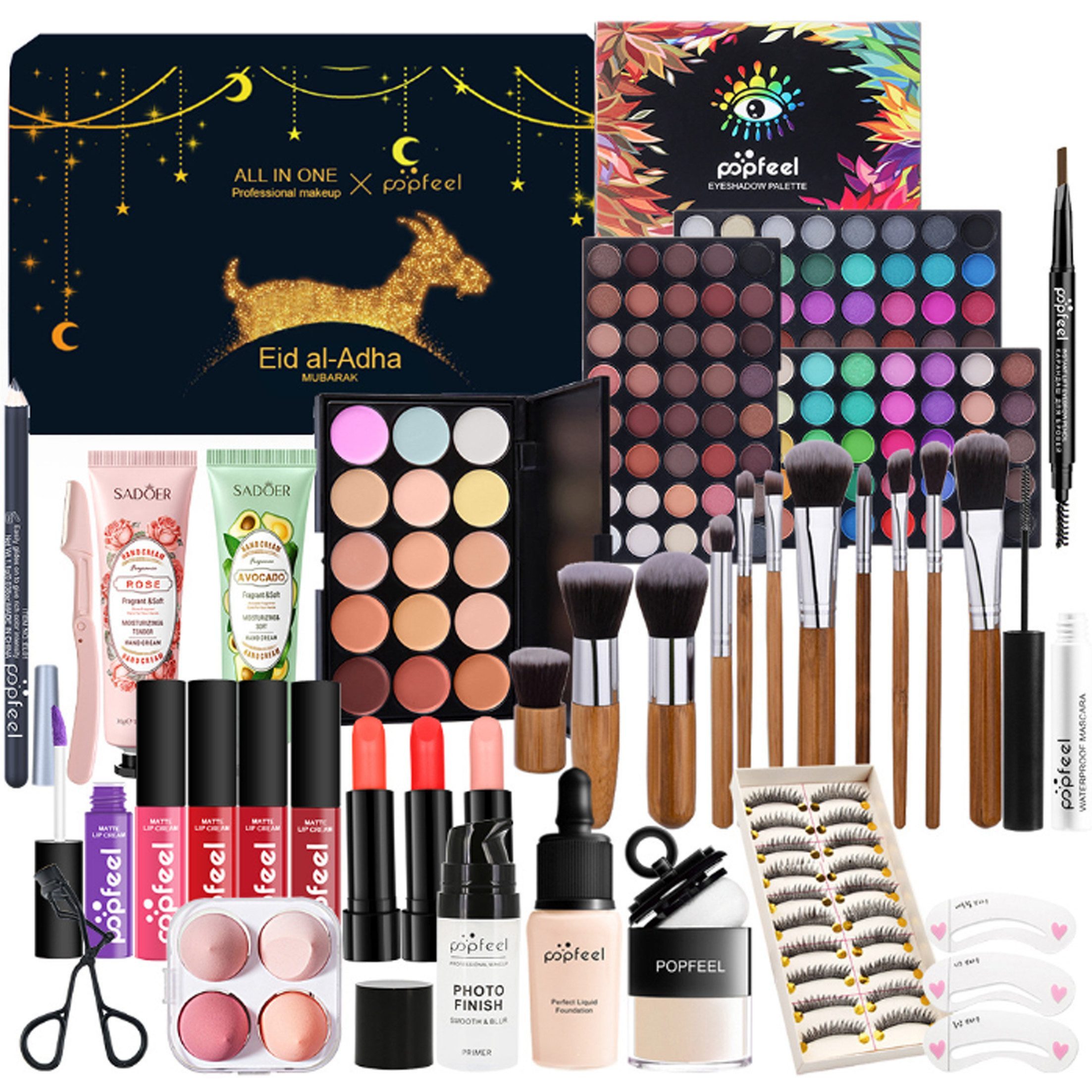 KINSI Make-up Set Make-up Set - All-in-One Makeup Kit inkl.Lidschatten Palette, Основа,Mascara & Pinsel - Geschenk für Frauen & Anfänger