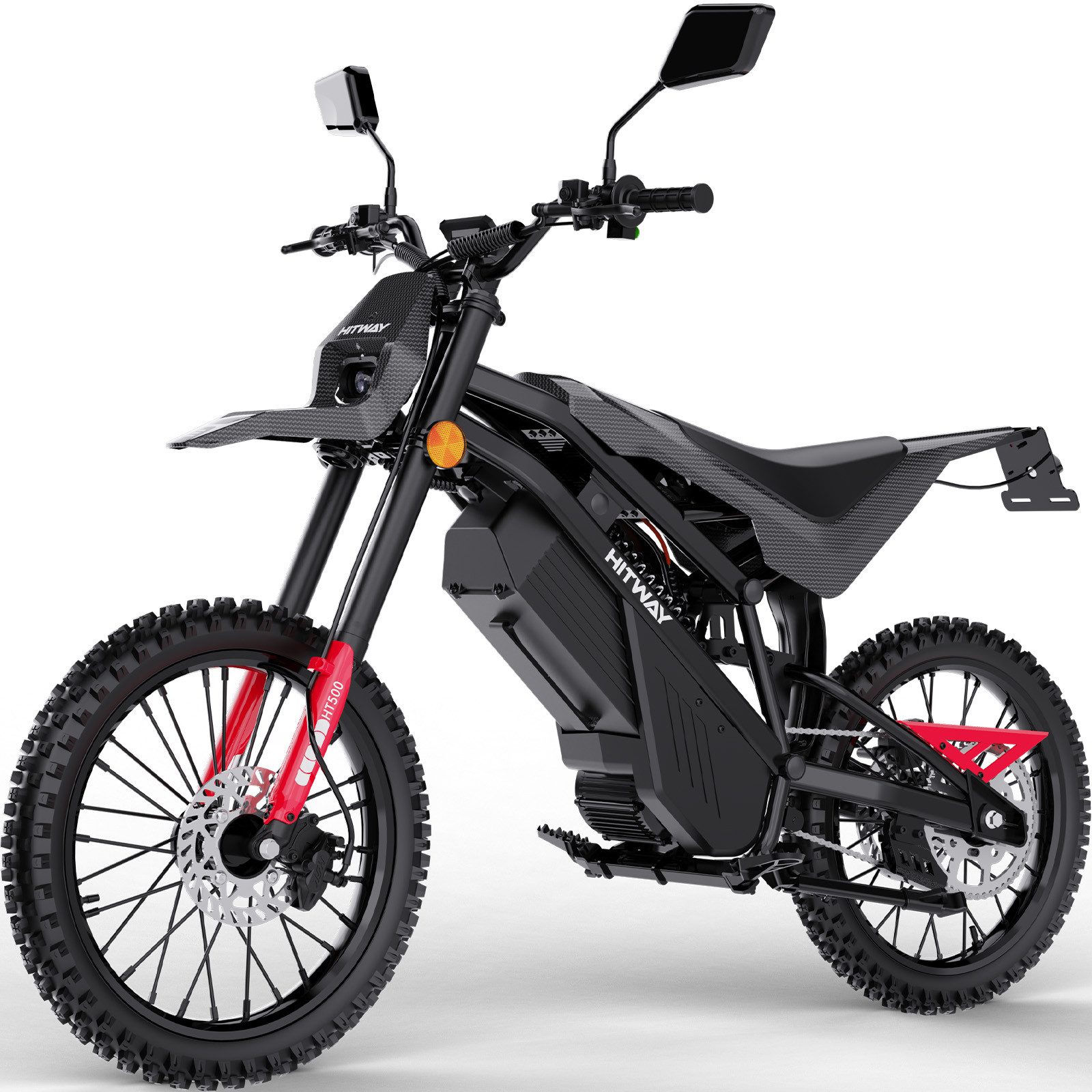 HITWAY E-Motorrad HT500 Elektro Motorrad (EEC L1e-B), 60V 27Ah, Hydraulikscheibenbremsen, 4000 W, 45 km/h, 238 Nm Rad-Drehmoment, 45–60 km Reichweite, Seitenständer-Abschaltung