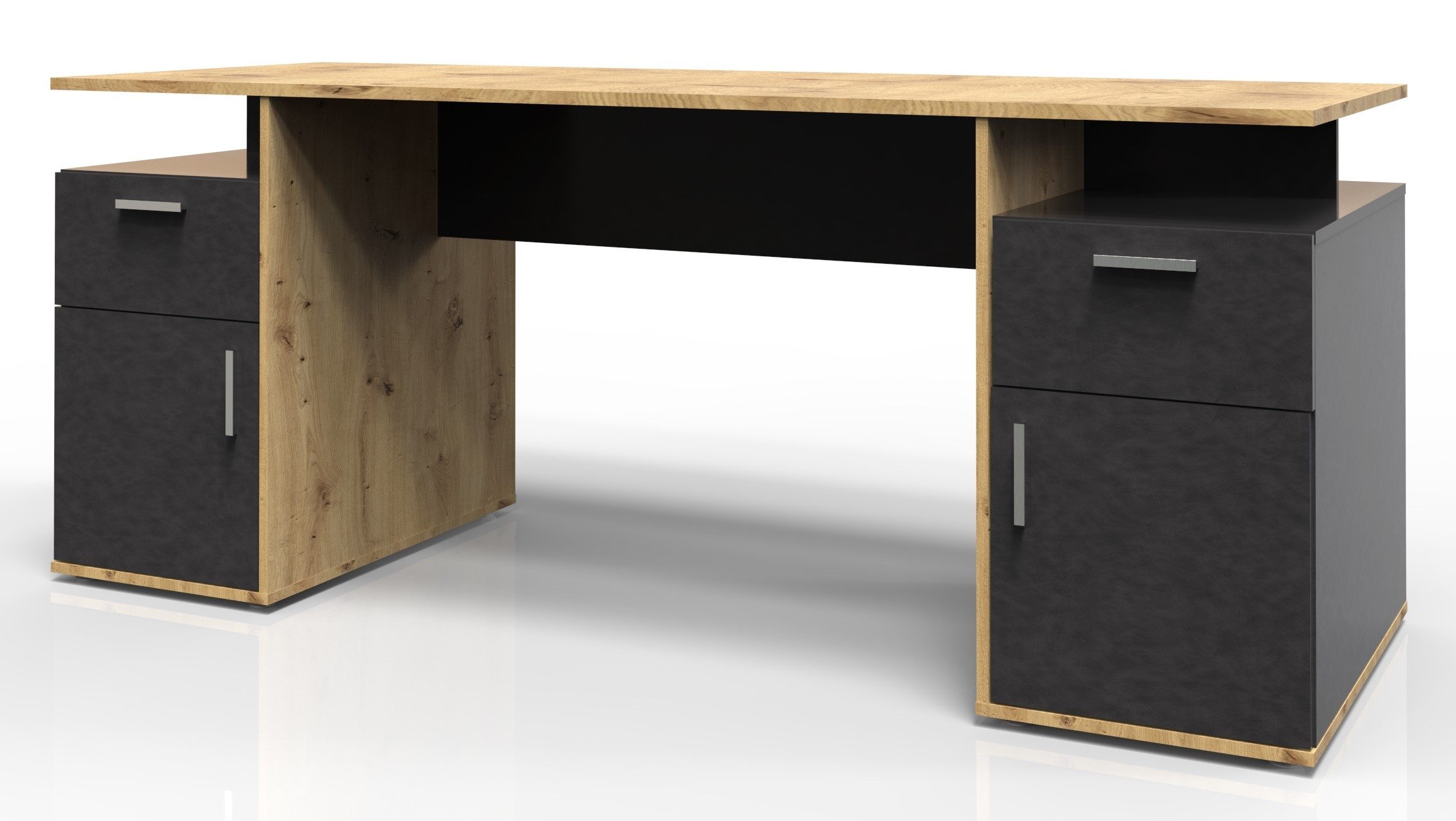 PREISBRECHER Schreibtisch LEVI 101, in Artisan Eiche Dekor-Matera - 185,1x75x67,5cm (BxHxT)