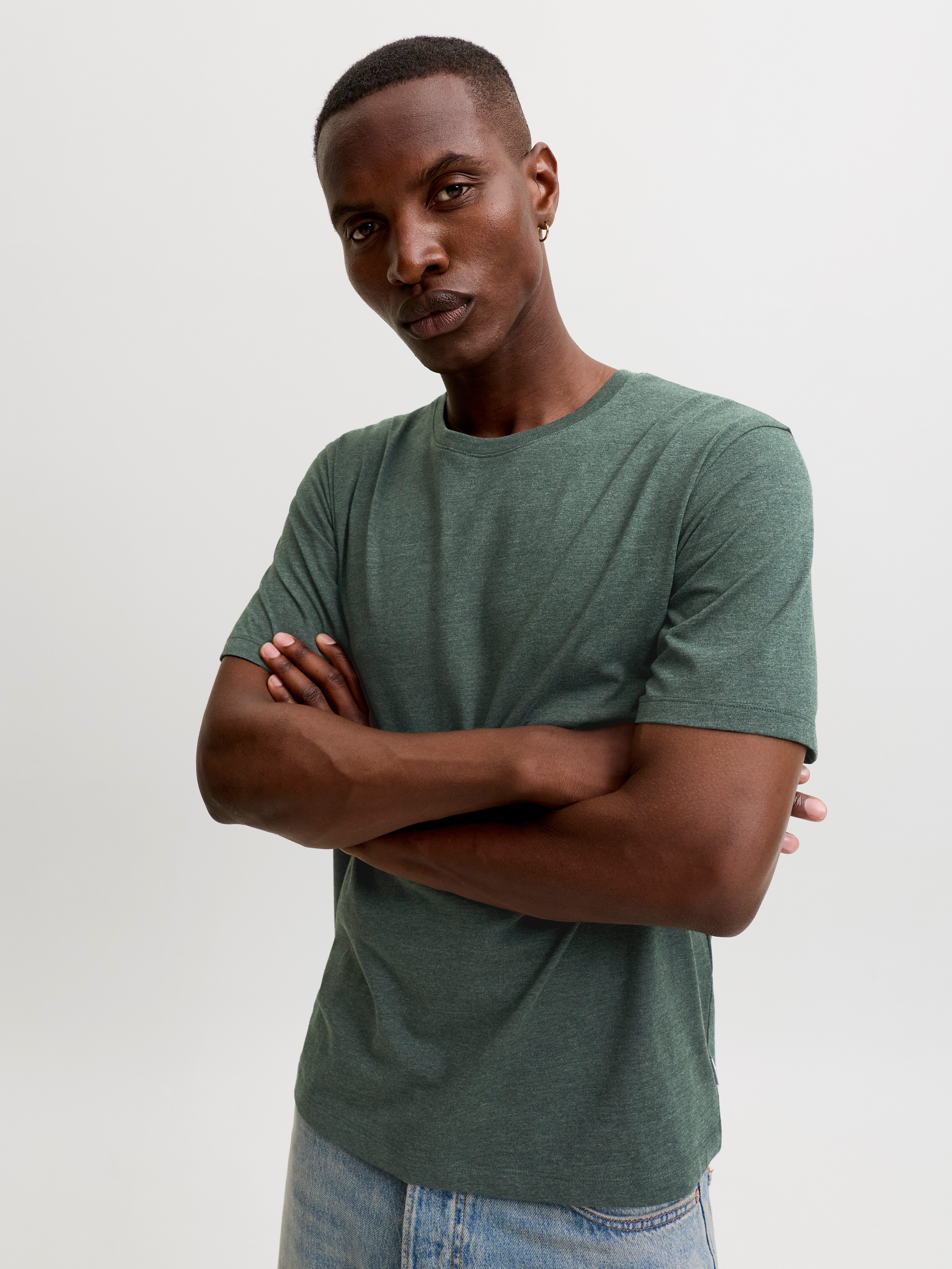 Jack & Jones Rundhalsshirt JJEORGANIC MELANGE TEE SS O-NECK NOOS Baumwollmischung, regular fit