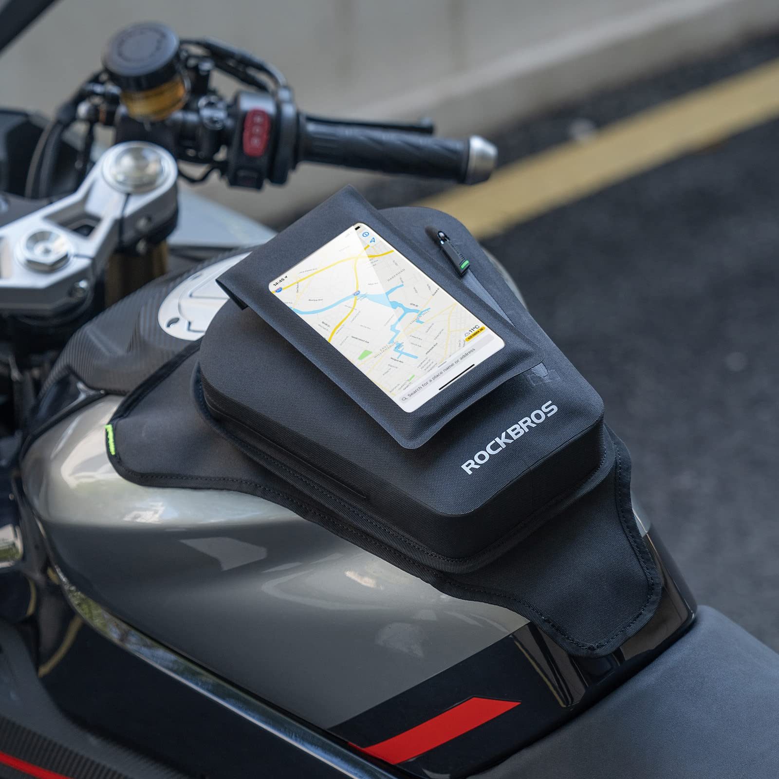 ROCKBROS Tankrucksack Starke magnetische Motorradtasche, reflektierend (1-tlg), Wasserdicht Magnet Tanktasche Motorrad mit Schultertragegurt