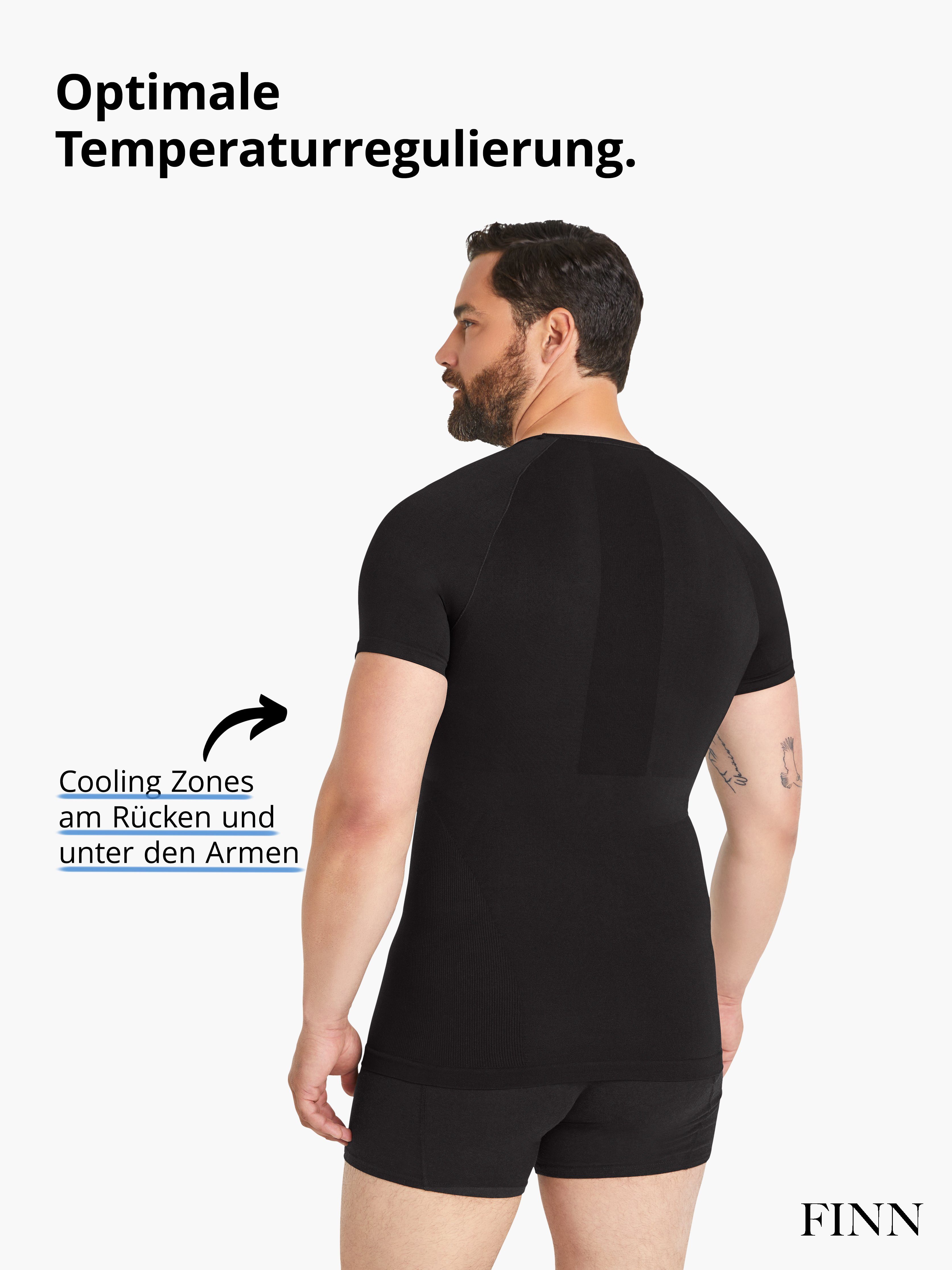 FINN Design Kompressions-Unterhemd Seamless ohne Body-Shaper Shapinghemd Herren für Nähte Starker Schwarz Männer