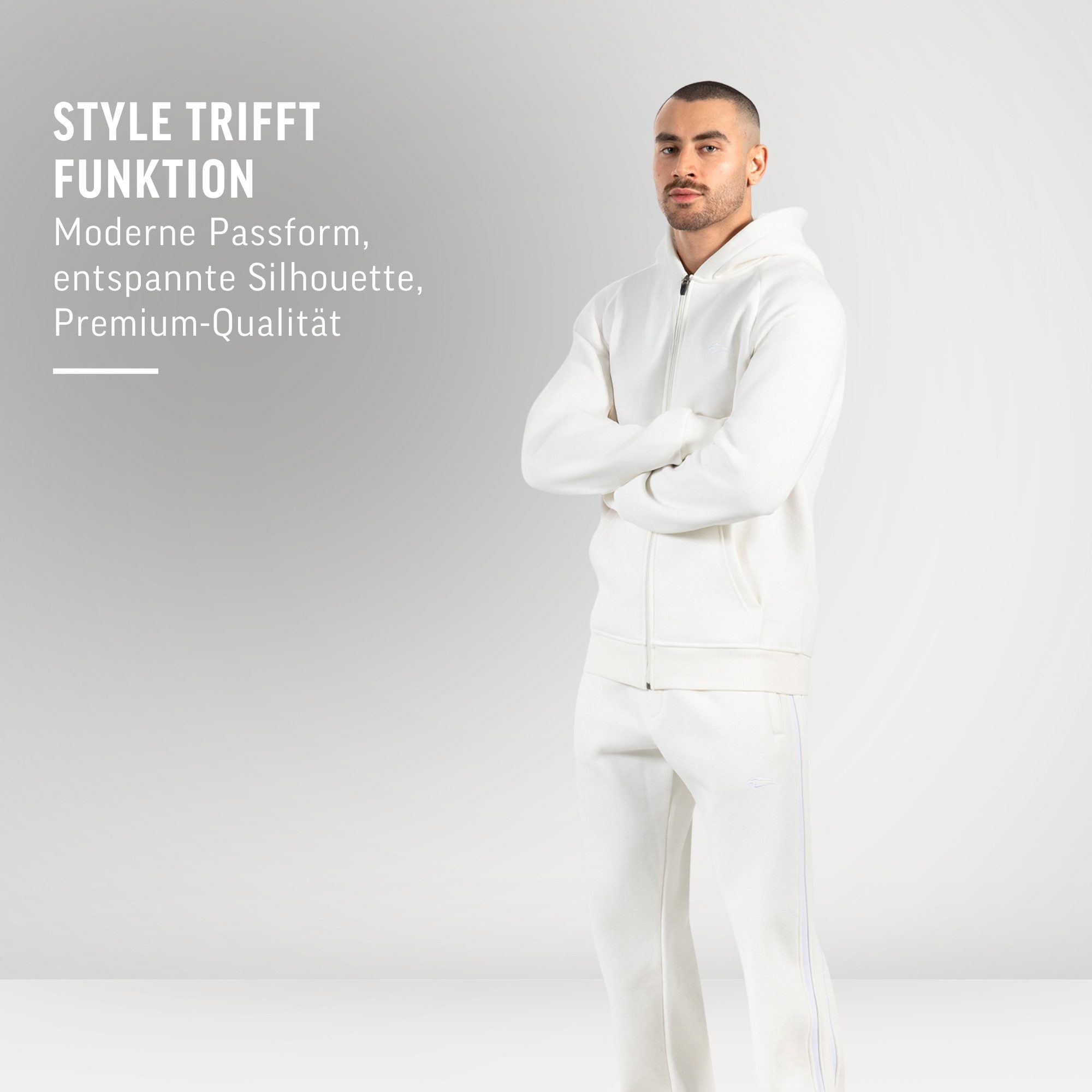 Smilodox Kapuzenstrickjacke Yassin, Zip Hoodie mit Logo, leicht überschnittene Schultern Kapuzenpullover, weicher hochwertiger Stoff, Alltag, Basic, Casual