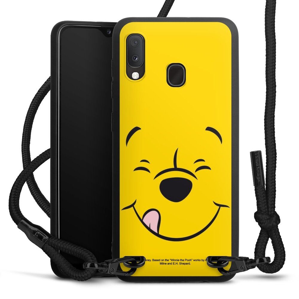 DeinDesign Handyhülle Winnie Puuh Offizielles Lizenzprodukt Disney Puuh Closeup, Samsung Galaxy A20 Premium Handykette Hülle mit Band Case zum Umhängen