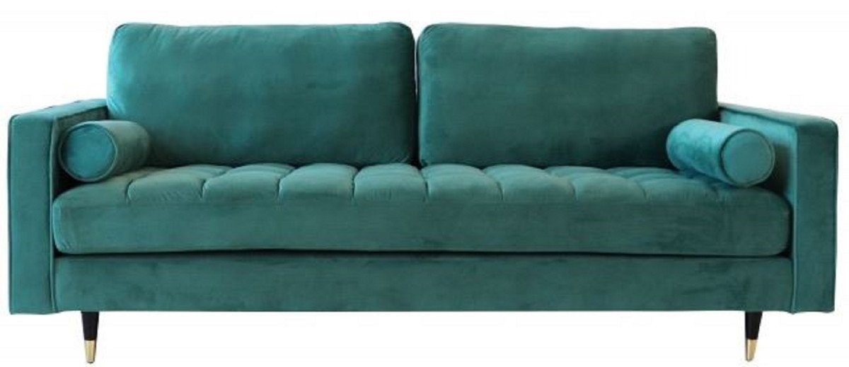 Messing Schwarz Smaragdgrün x 225 Casa Padrino 90 / cm mit Samt Wohnzimmer Möbel Sofa H. - Luxus x Wohnzimmer Kissen 95 Sofa /