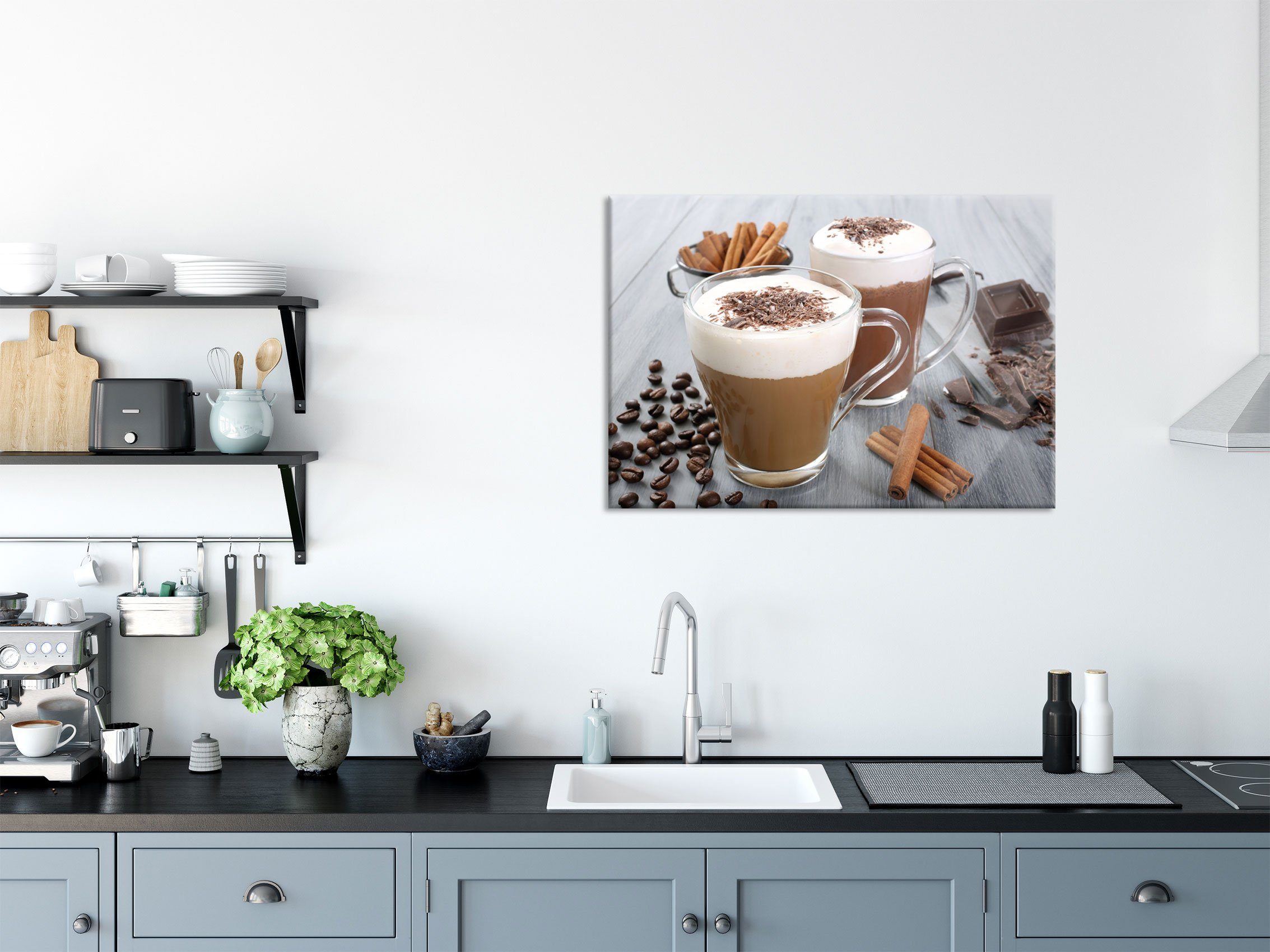Echtglas, und Schokolade Schokolade inkl. Glasbild (1 Abstandshalter St), und und Glasbild Kaffee aus Pixxprint Kaffee, Aufhängungen