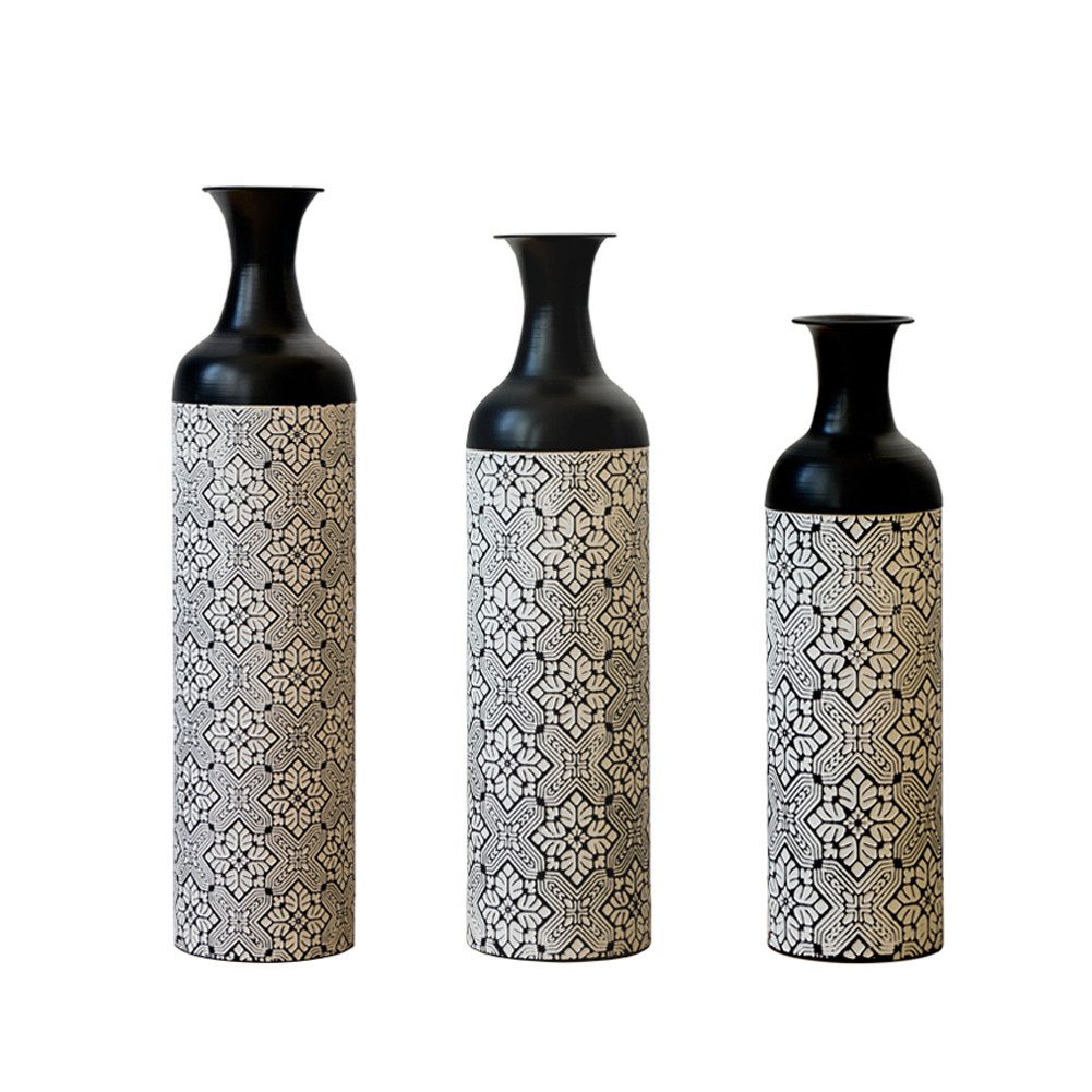 FANNOU Bodenvase 3er Set große Bodenvasen aus Metall, 50/66/83 cm, Edle Wohnaccessoires für stilvolle Raumgestaltung