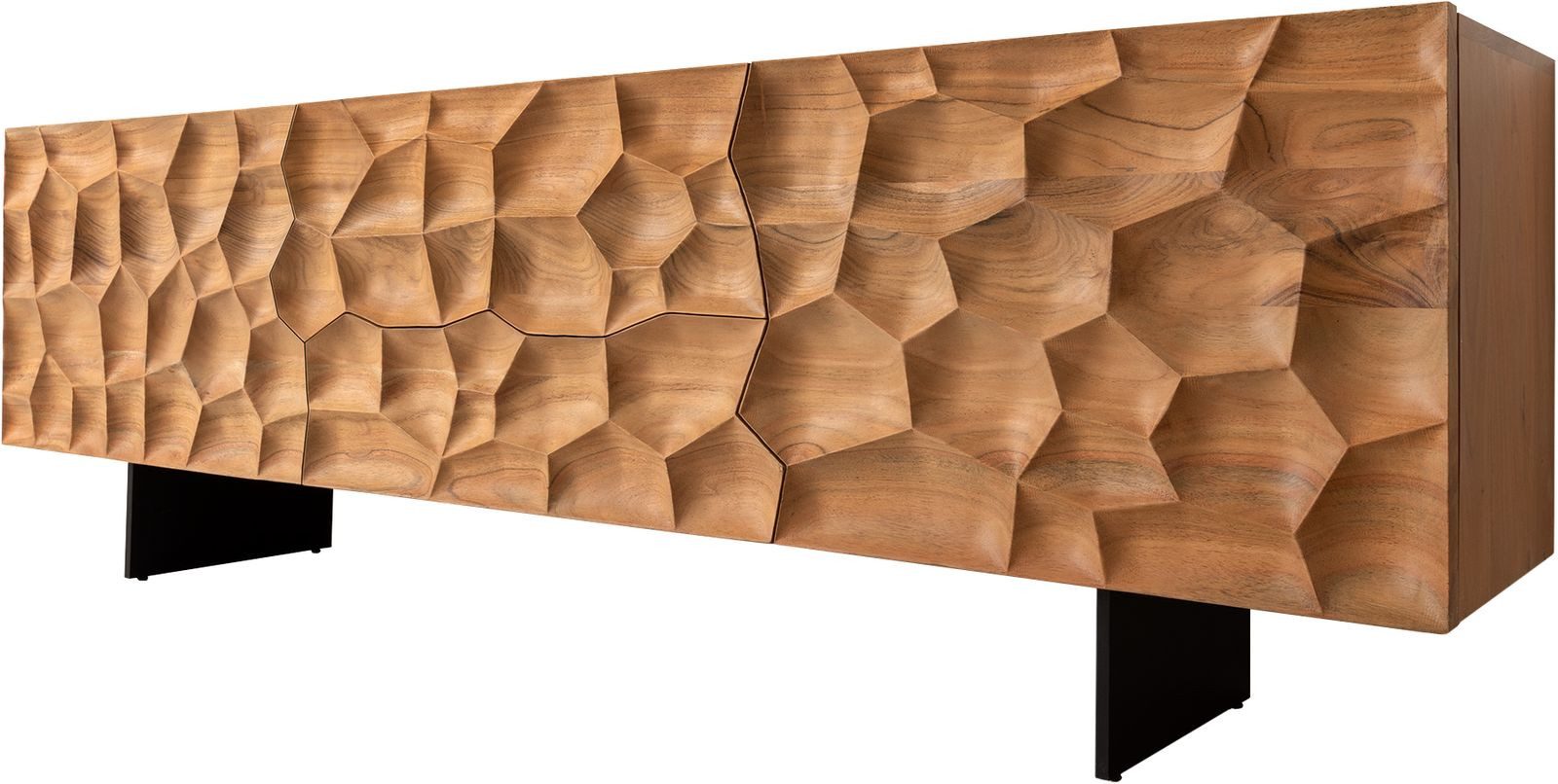 DELIFE Lowboard Solu, Akazie Natur 175 cm 2 Türen 2 Schübe Lowboard 3D-Fron günstig online kaufen