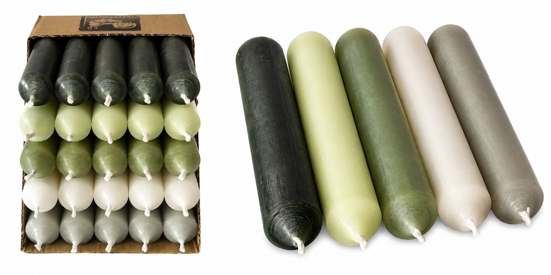 Hahn Kerzenfarm Spitzkerze Kurze Stabkerzen 10 cm – Farbmix - 25 Stück - Made in Germany, durchgängig gefärbt, RAL Farben, Made in Germany, tropffrei
