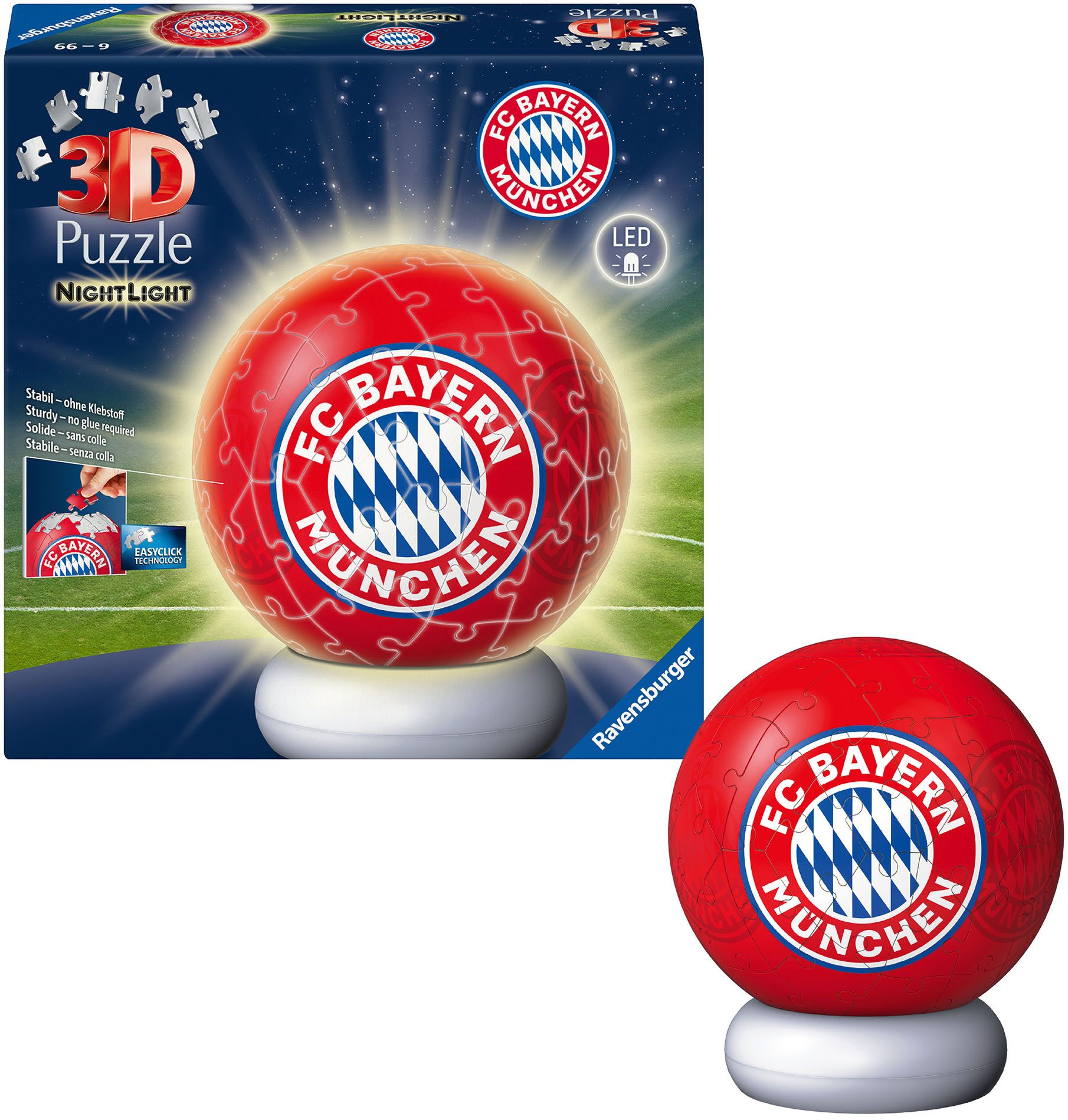 Ravensburger Puzzleball Nachtlicht FC Bayern München, 72 Puzzleteile, beleuchtet