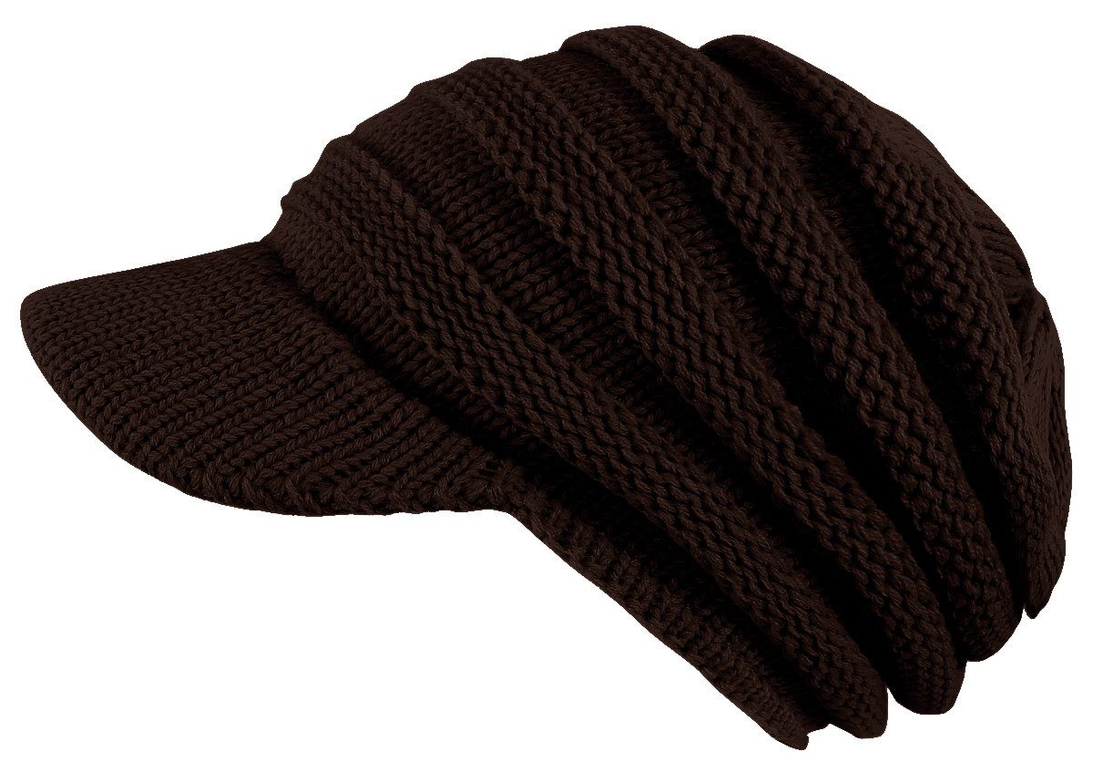 dy_mode Schirmmütze Damen Strickmütze Herren Schirmmütze Gestrickt Winter Mütze mit Schirm fester Schirm