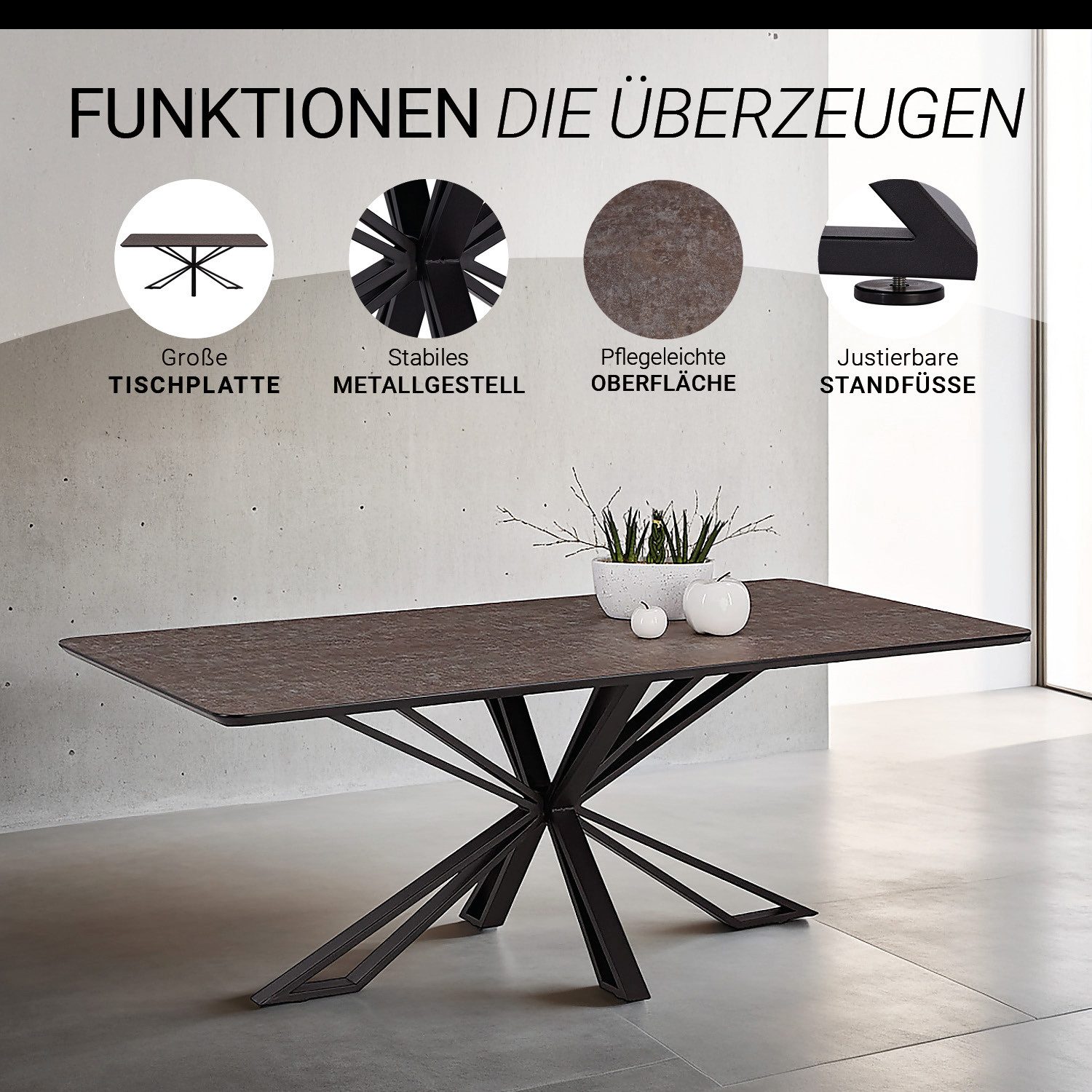 Homestyle4u Esstisch 200x100 cm Esszimmertisch Küchentisch günstig online kaufen