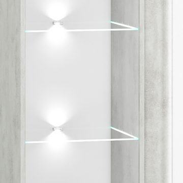 Lomadox Wohnwand LAGONEGRO-131, (Mega-Spar-Set, 6-St., 6-tlg), Wohnzimmer Möbel Set in Beton Optik mit weiß Glanz, 341/201/40 cm