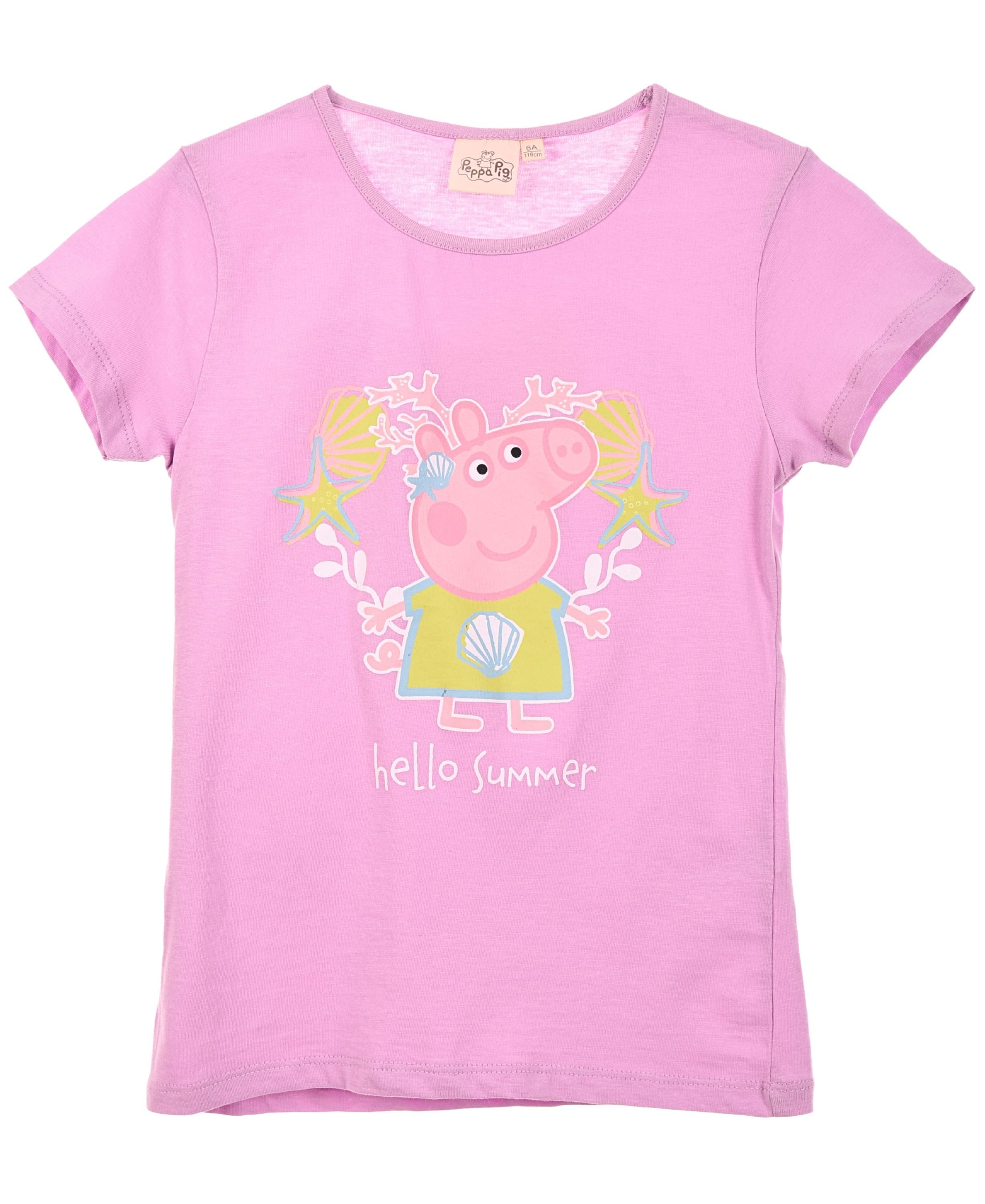 Peppa Pig T-Shirt Peppa Wutz Hello Summer Mädchen Kurzarmshirt Gr. 98 - 116 cm