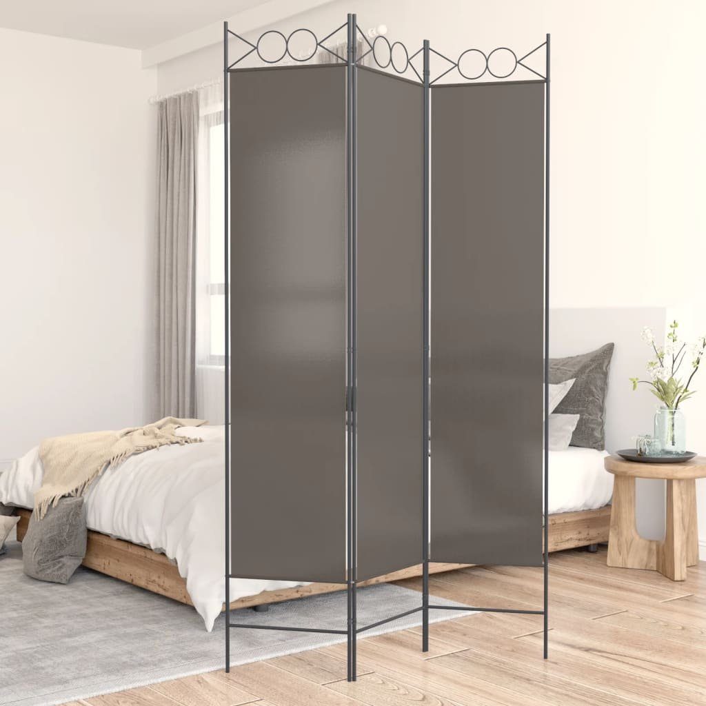 furnicato Raumteiler Paravent 120x200 cm Anthrazit Stoff klappbar, 1-tlg., Atmungsaktive Sichtschutzwand mit drei Paneelen für das Schlafzimmer