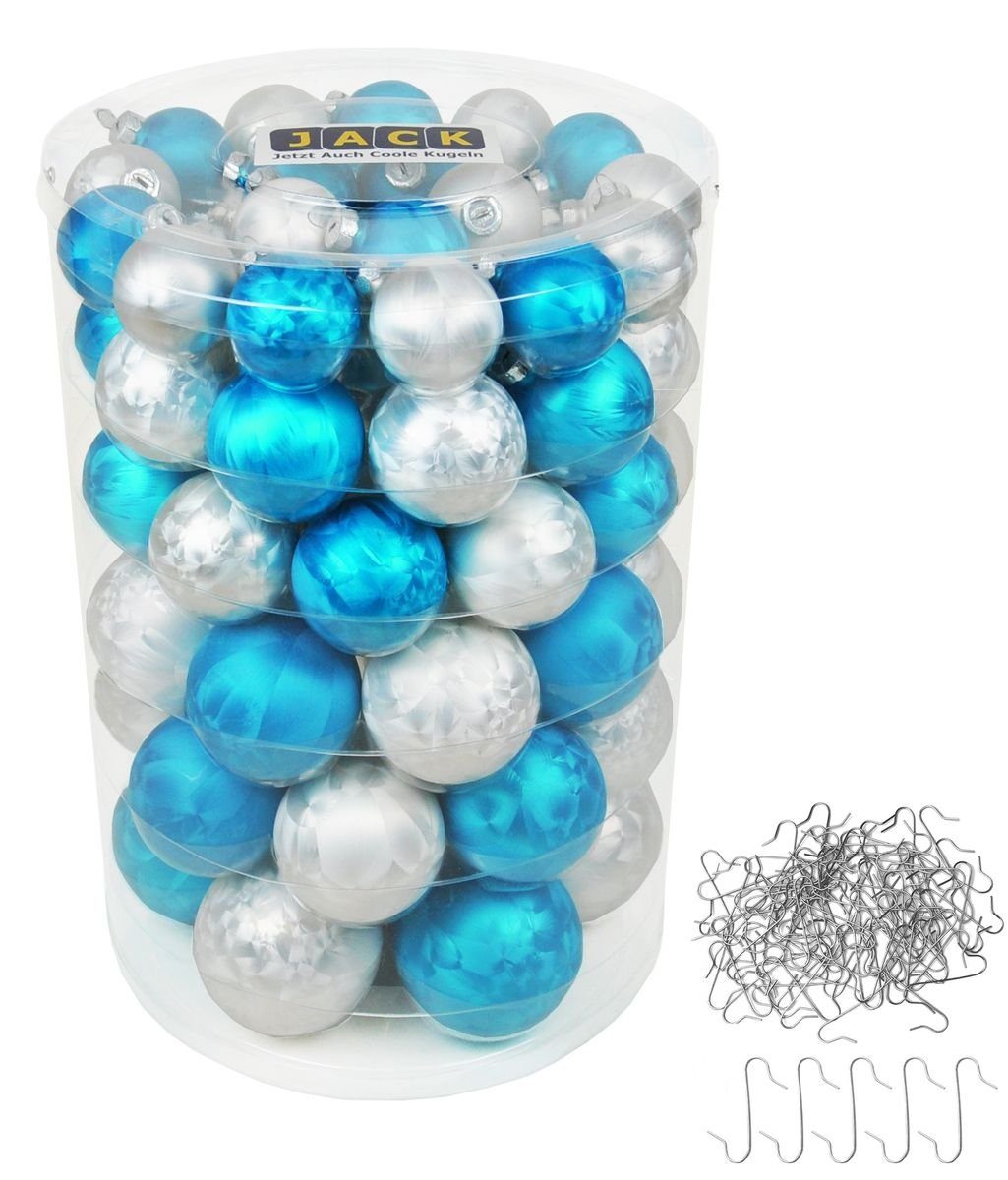 JACK Christbaumschmuck JACK 60x Glas Christbaumkugeln 4 5 6 7cm Eislack Wei günstig online kaufen