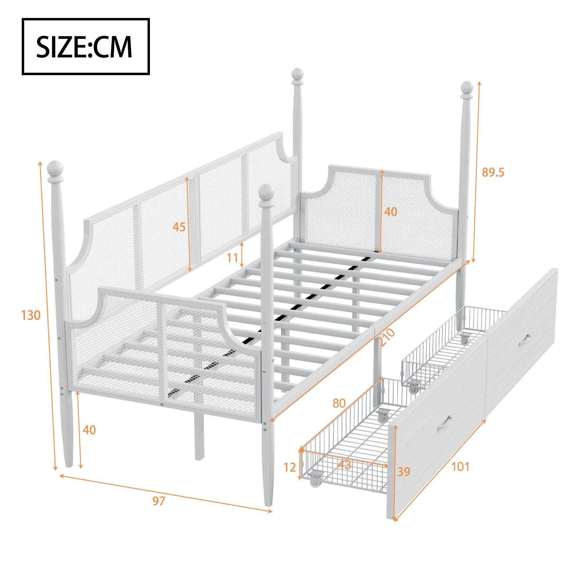 Ulife Metallbett Daybett Einzelbett Jugendbett Eisenbettsofa günstig online kaufen