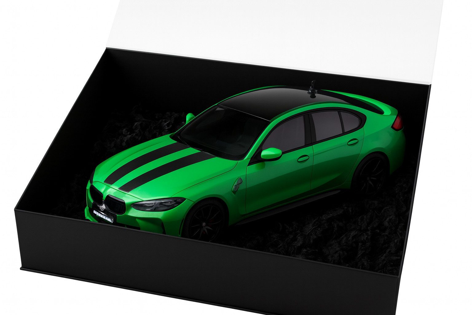 BMW Modellauto BMW Geschenkbox Miniatur M3 CS Grün 1:18 Modellauto Geschenkidee, (1-tlg)