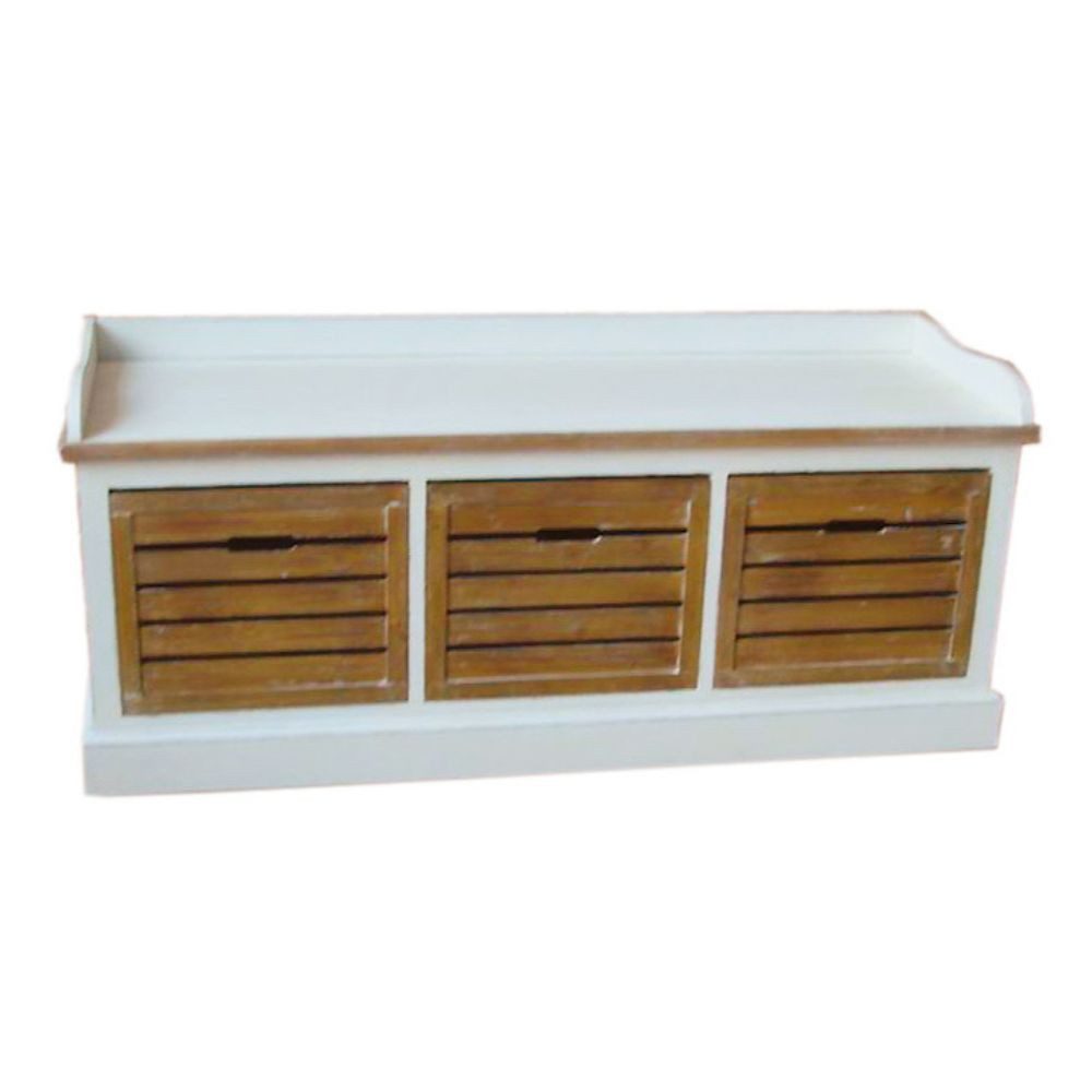 LebensWohnArt Sitzbank Landhaus Sitzbank JARDIN 120cm weiss braun mediterrane Bank