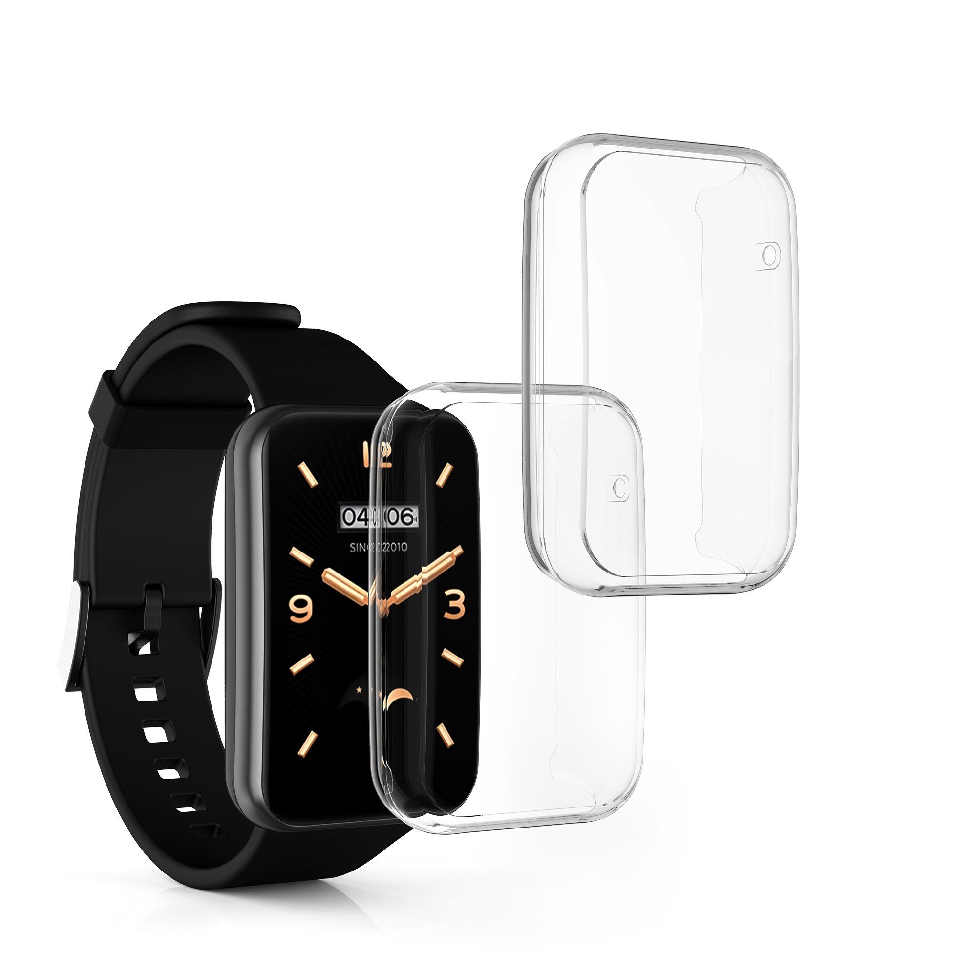 kwmobile 2x Silikon Hülle für Xiaomi Mi Band 7 Pro Smartwatch, 2-tlg., Schutzhülle Fullbody Display Cover Set aus Silikon