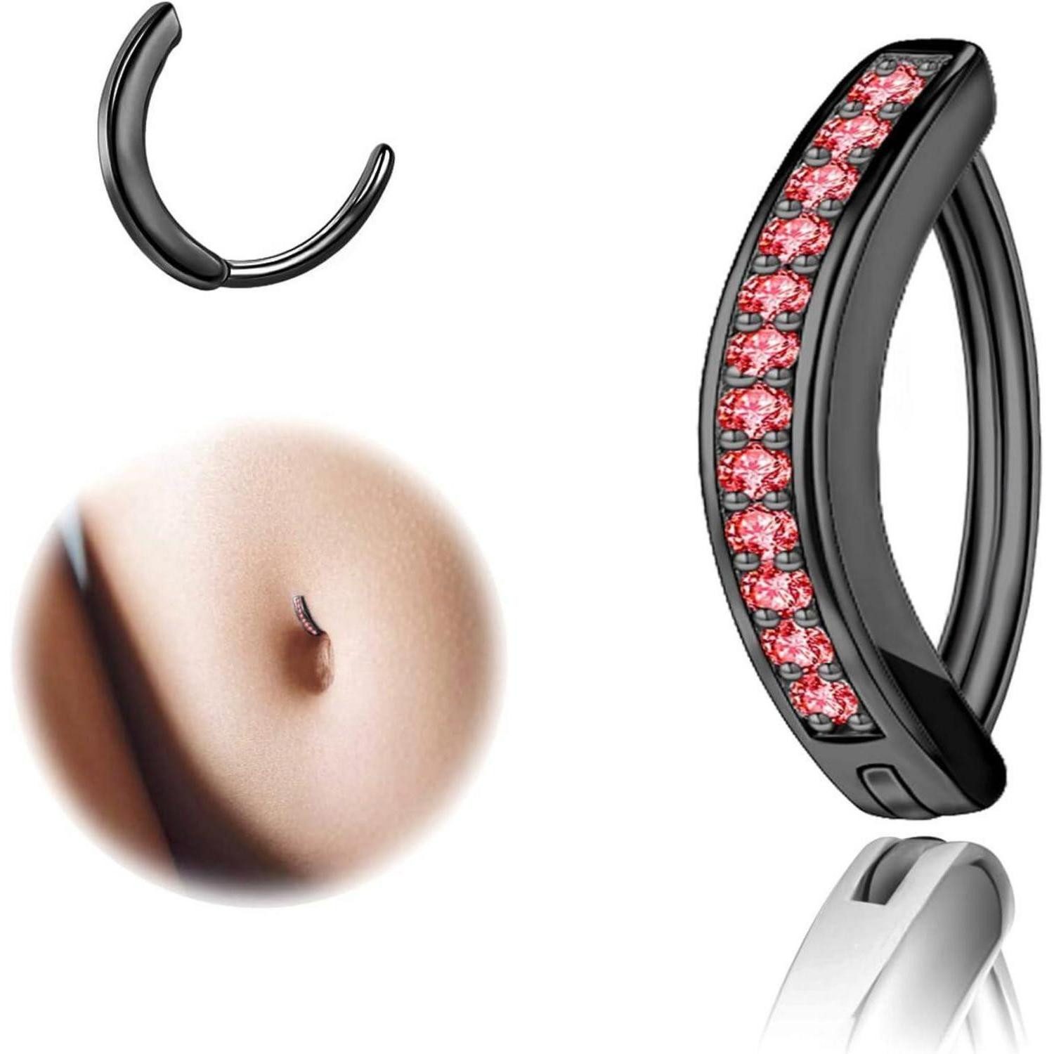 ZS Bauchnabelpiercing 14G Sterling Silber Diamanten Clicker Bauchnabel Piercing