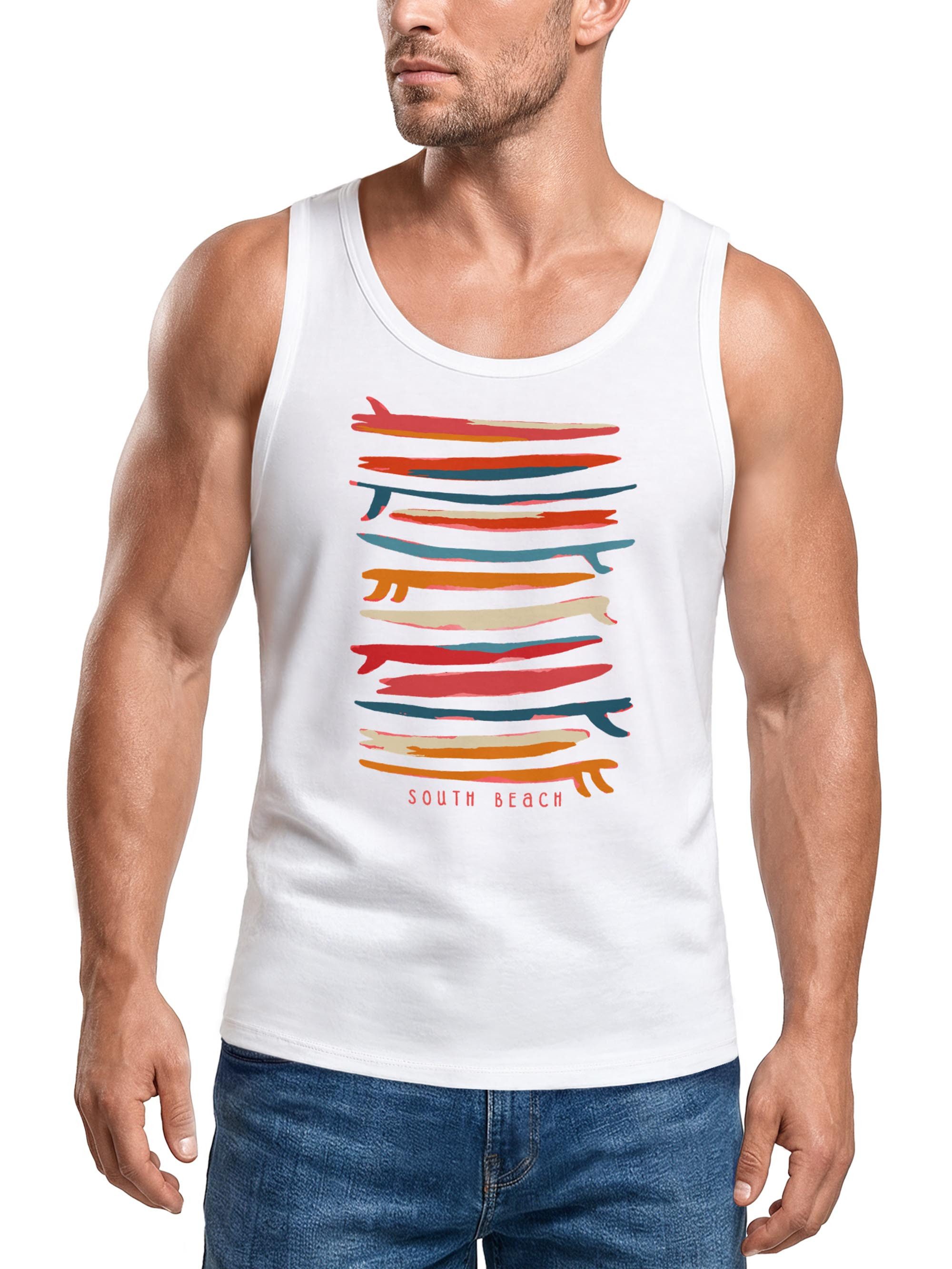 Neverless Tanktop Herren Tank-Top Surfboards South Beach California USA Sommer Surfing mit Print