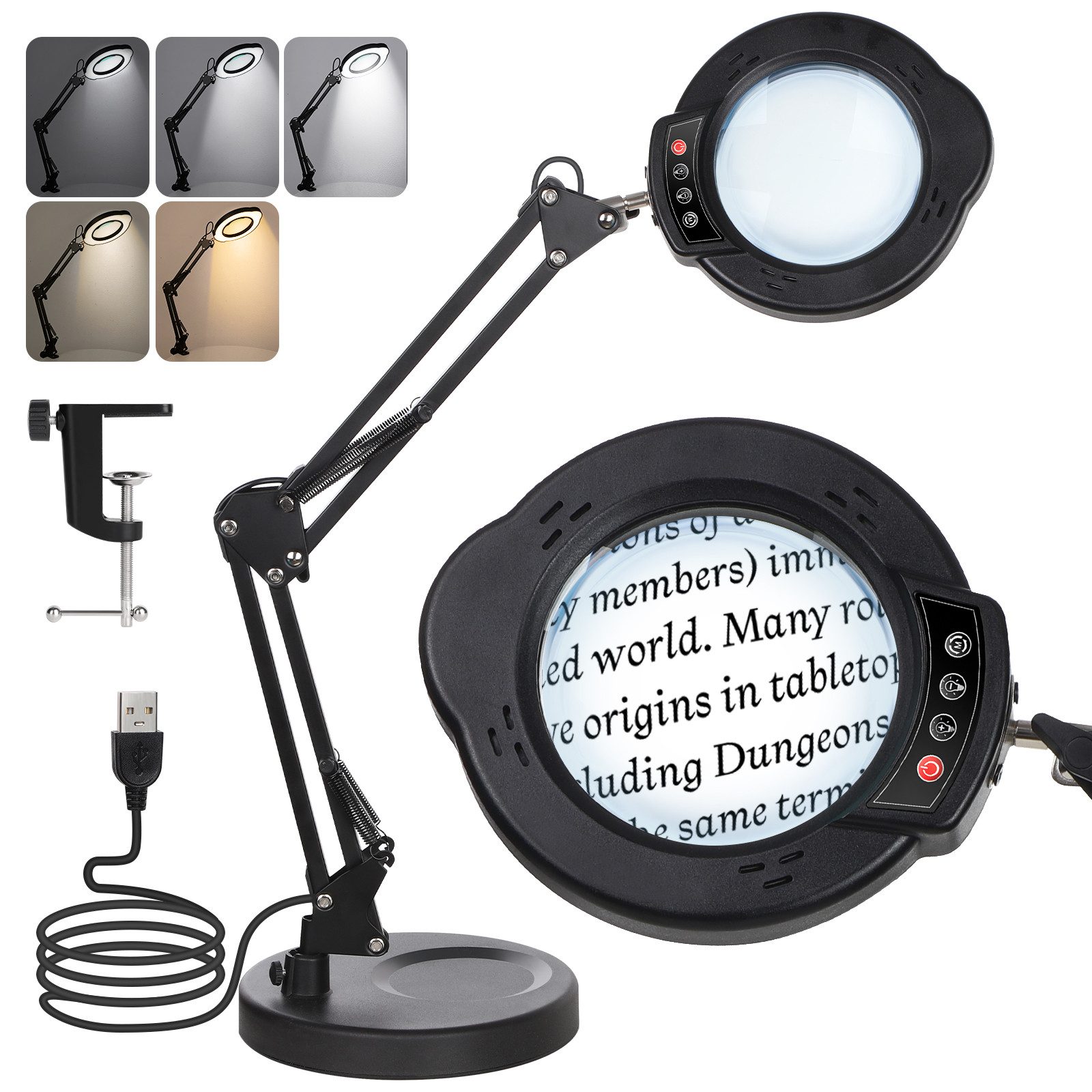 QUBEBU Lupenlampe Lupenleuchte 10X Lupenlampe Schreibtischlampe Lupe mit Li günstig online kaufen