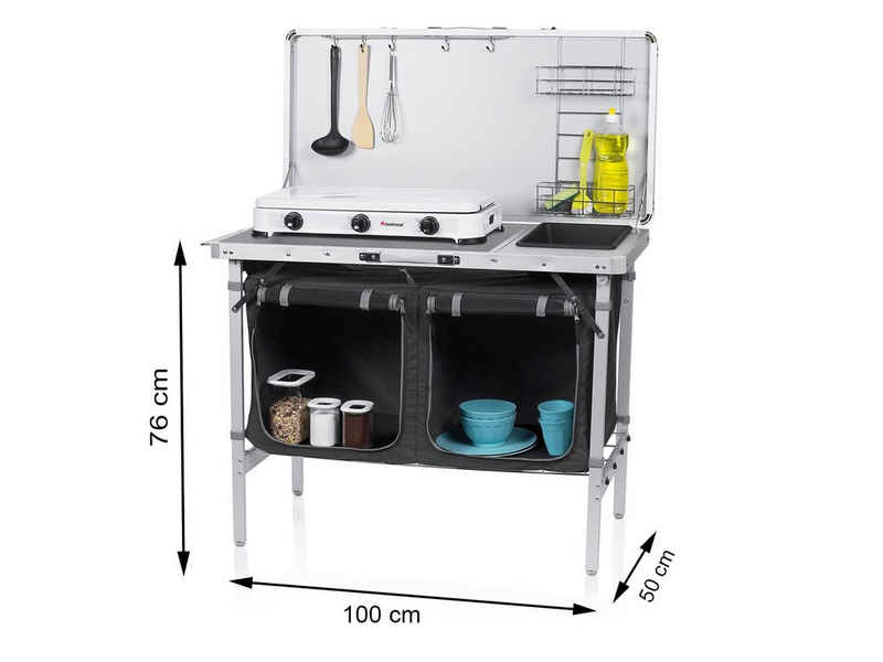 Campart Spülenschrank mobile Küchenbox mit Spüle Outdoor Küchenschrank faltbar Camper Küche