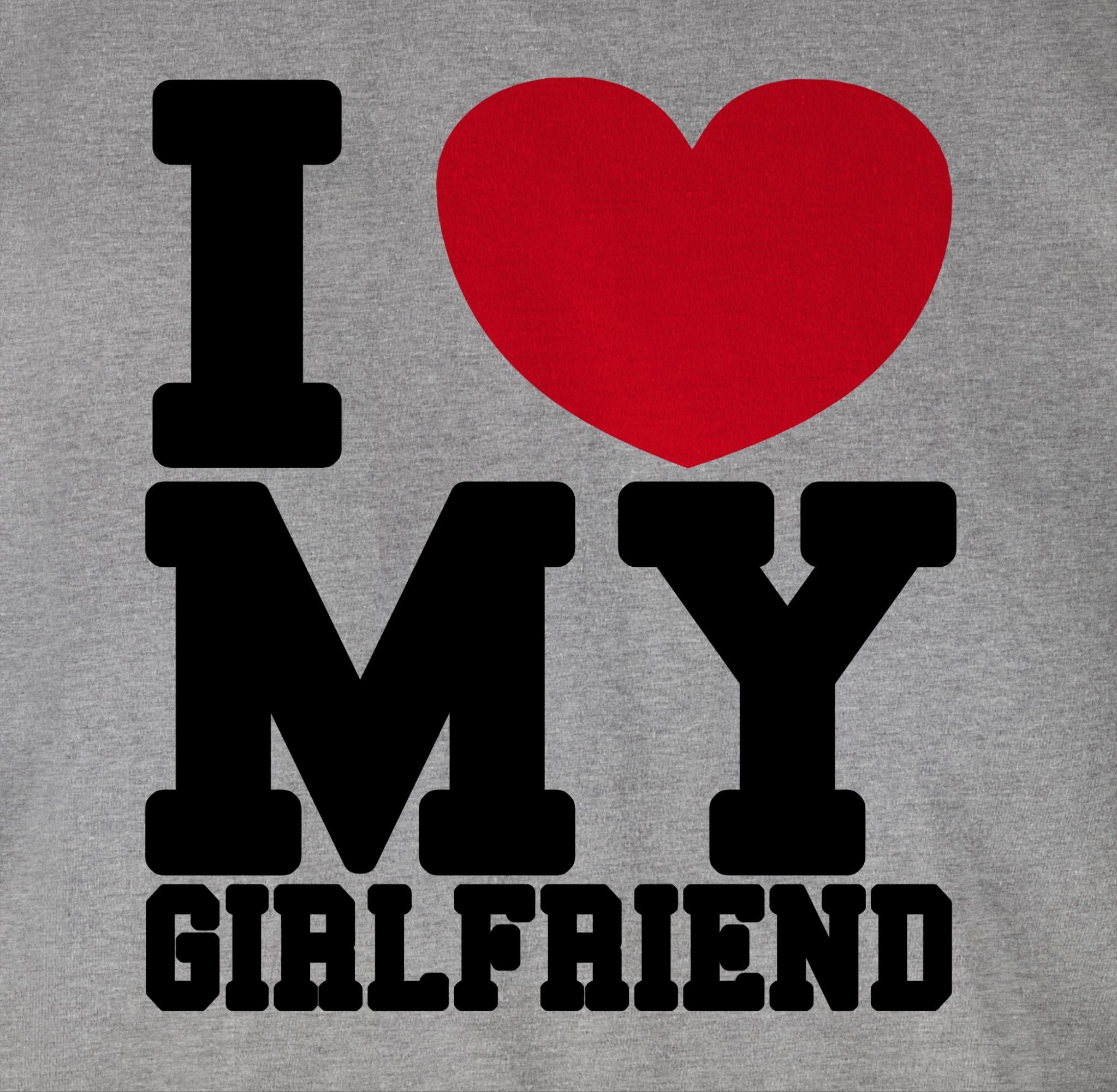 Shirtracer T-Shirt I love my Love Girlfriend meliert 2 meine liebe Ich Geschenk my Liebe - GF Freundin Grau Valentinstag Partner