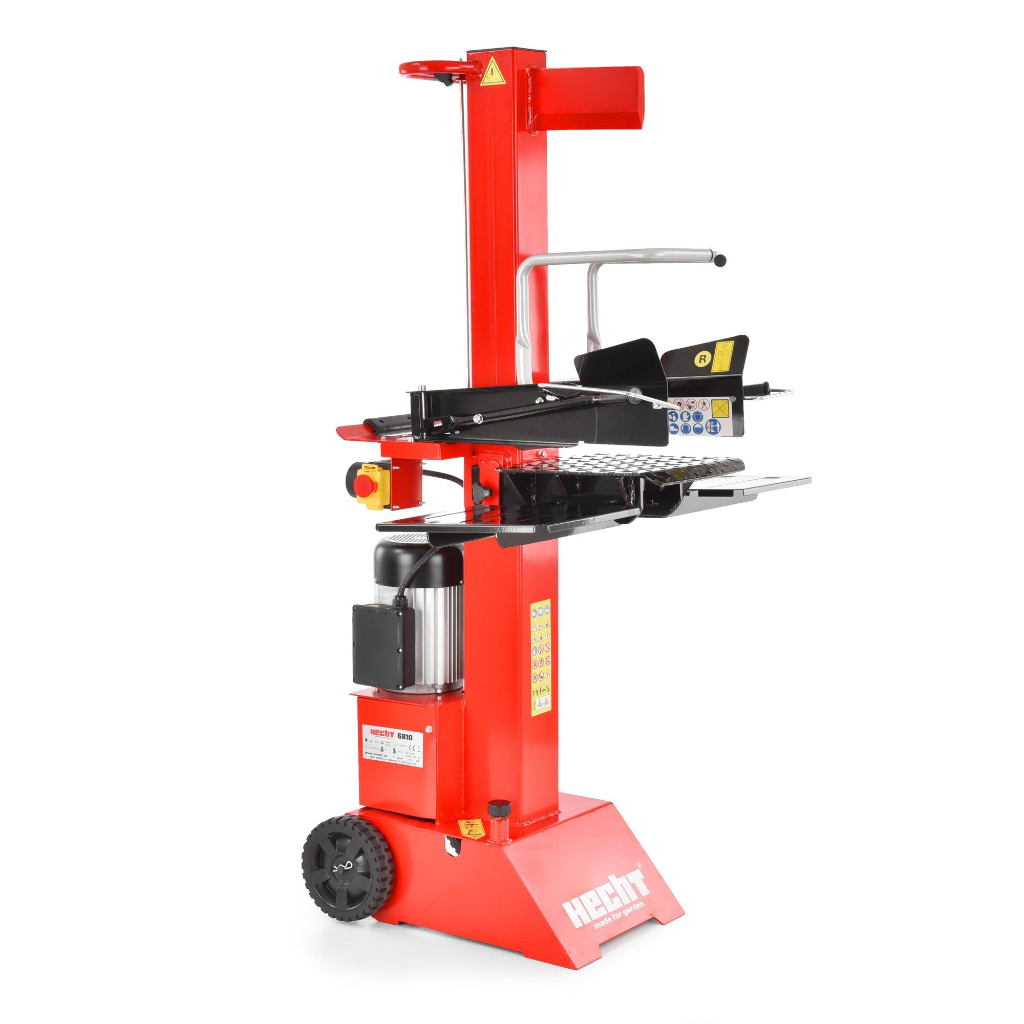 Hecht Holzspalter 6810 Power Elektro 8 t Spaltdruck 3000 W stehend, Spaltgutlänge bis 55 cm, Spaltgutdurchmesser bis 30 cm, 215 bar Hydraulikdruck, Zweihandbedienung, Transporträder, 230 V