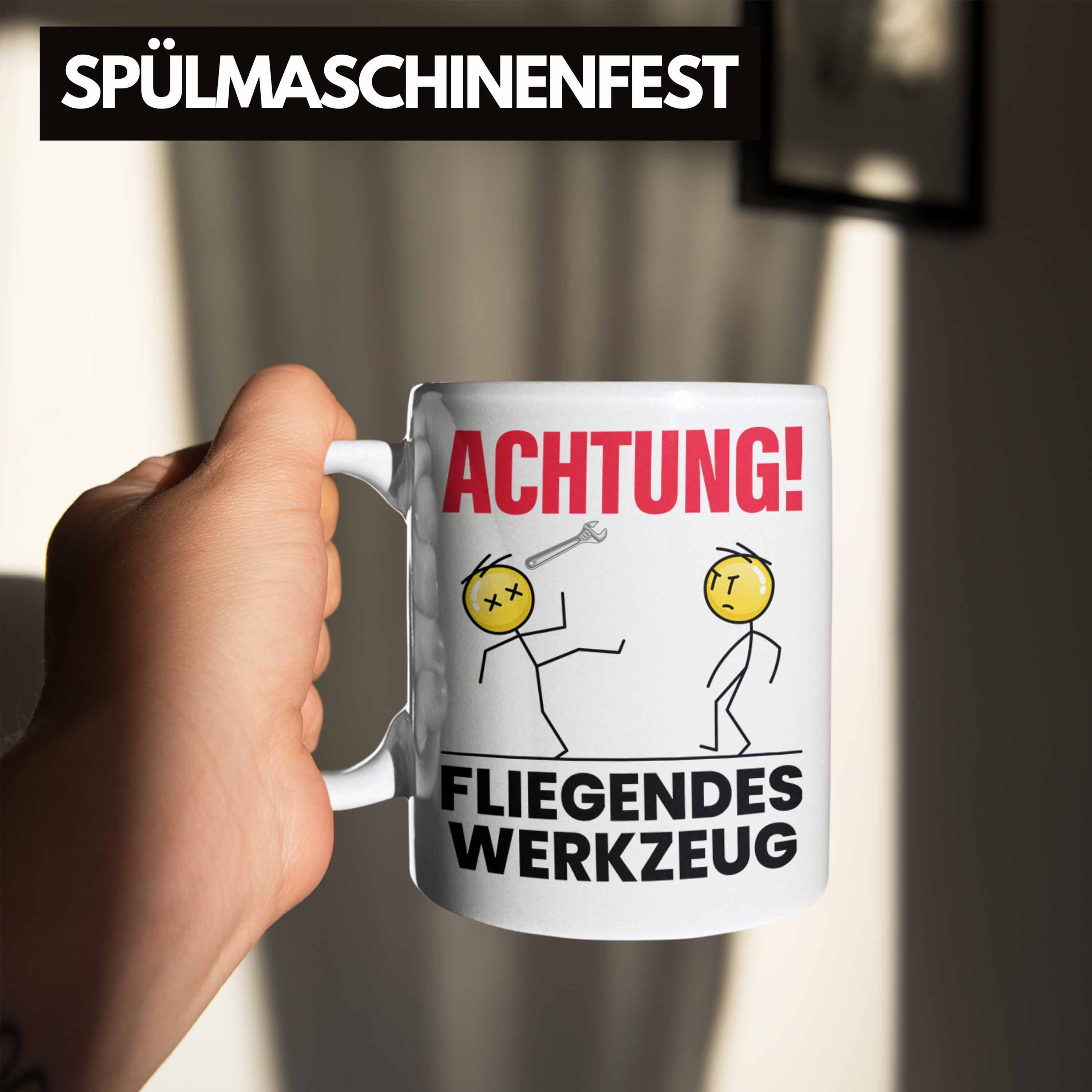 Tasse Trendation Achtung Geschenk Weiss Tasse Werkzeug Mec KFZ Fliegendes