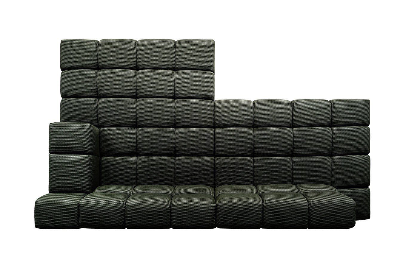 dunkelgrün living Cube Big-Sofa daslagerhaus Ecksofa Stoff