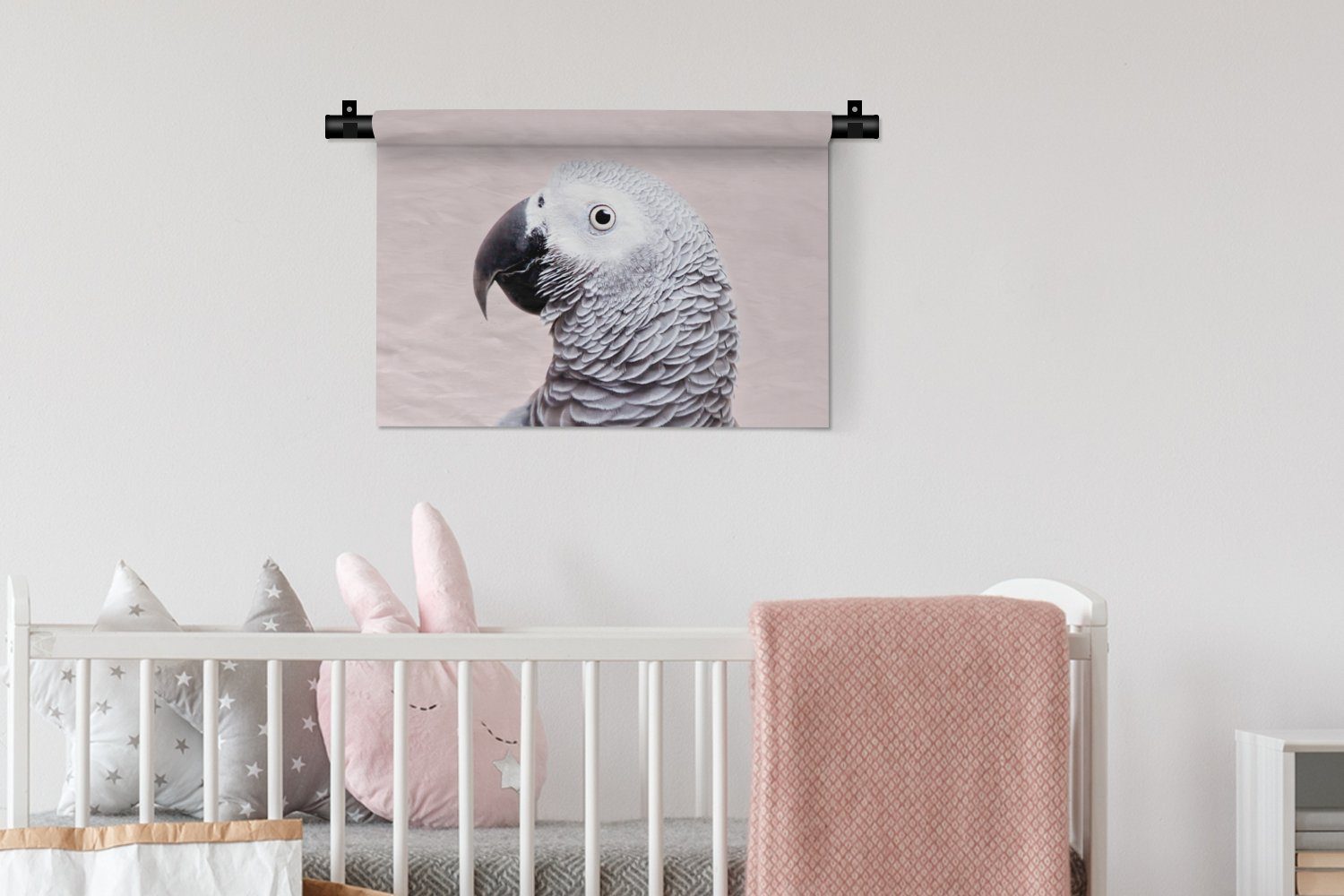 MuchoWow Wanddekoobjekt Papagei - Wandbehang, - Tiere Kleid, Wanddeko Kinderzimmer Grau Wohnzimmer, - Natur, für Schlafzimmer